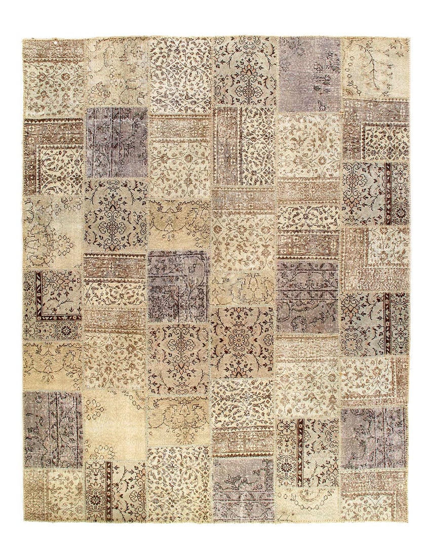 Tan Turkish Patchwork 8' X 10': Tan Turkish Patchwork 8' X 10' - New, Modern, Hand-Knotted, Lamb's Wool, 300 -D07048- 862.This item is part of our fine auction collection which includes many fine home accessories including antique