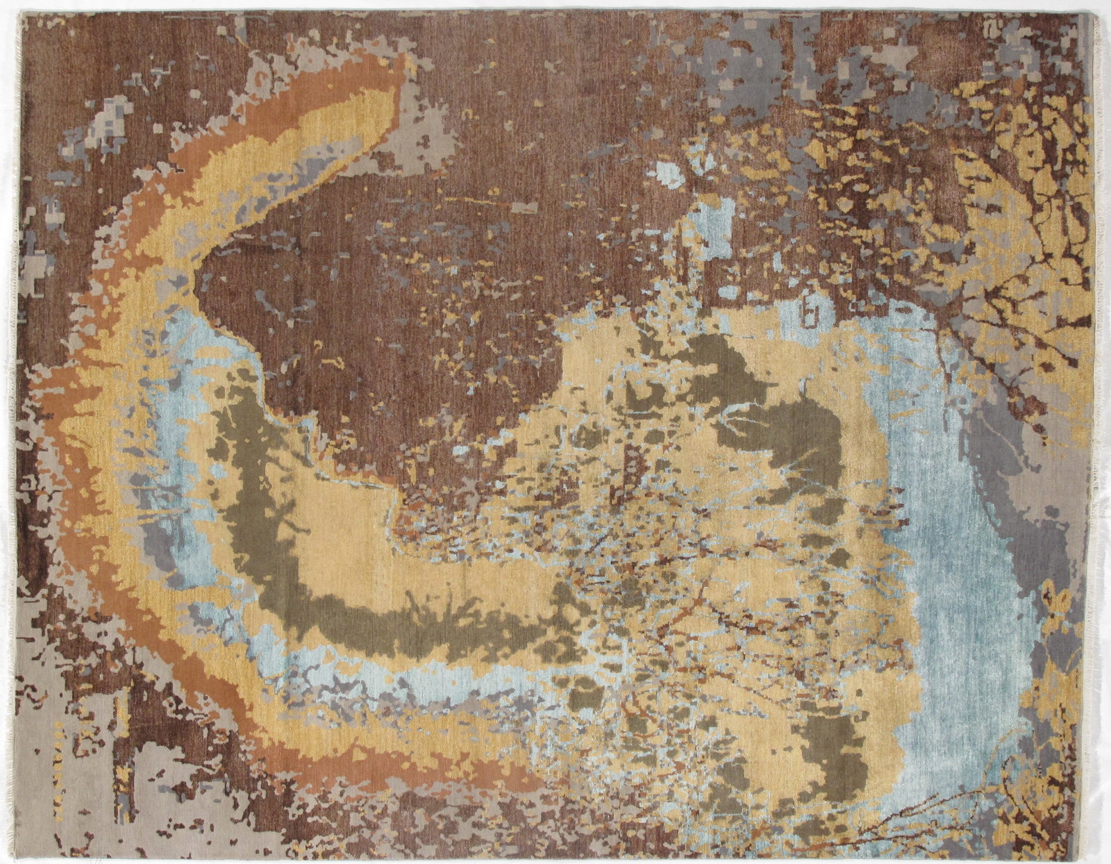 Multi color Indian Modern 8' x 10': Multi color Indian Modern 8' x 10' - New, Modern, Hand-Knotted, Wool & Silk, 300 -D09995- 862.This item is part of our fine auction collection which includes many fine home accessories including