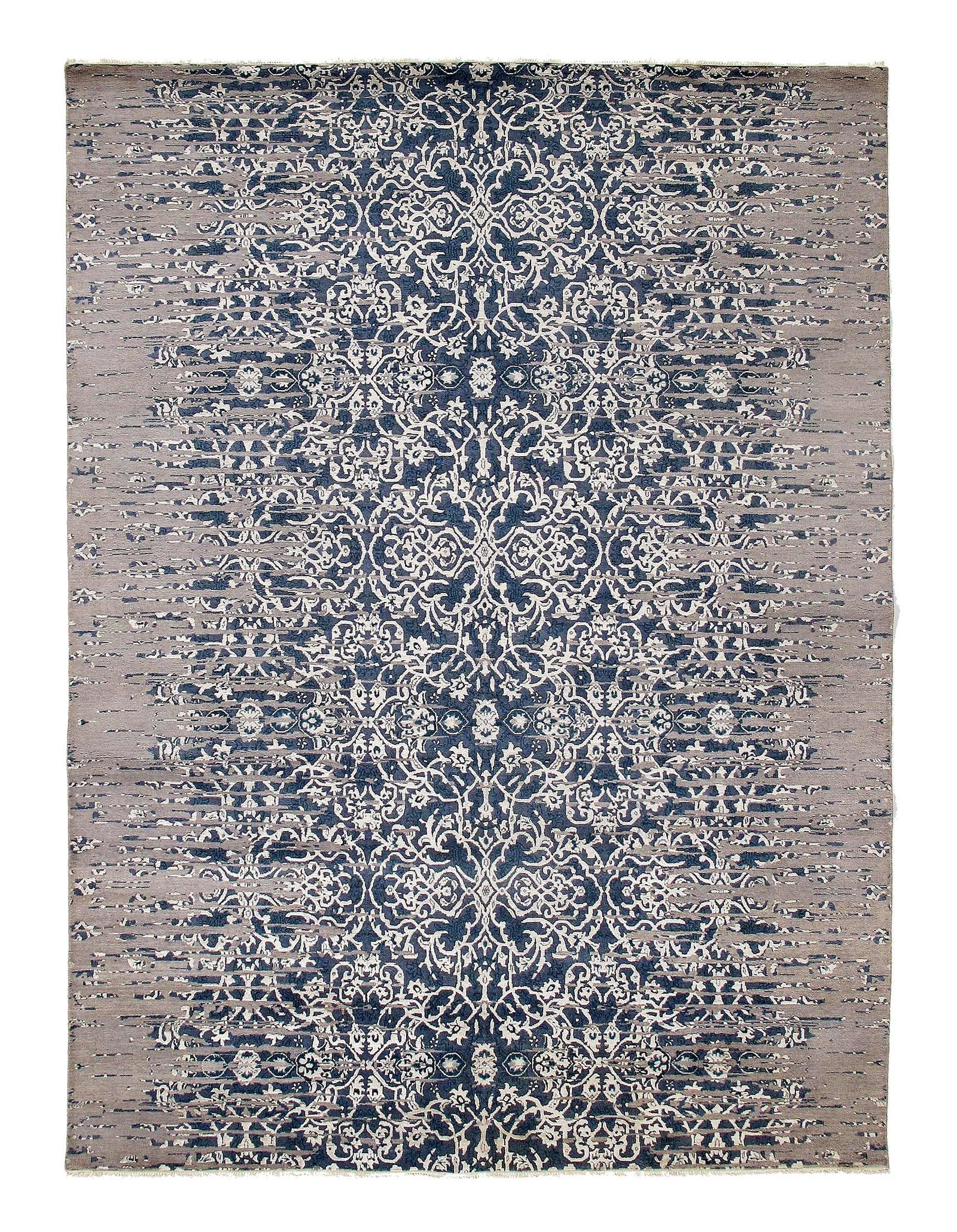 Gray Erased Modern Rug 9' X 12': Gray Erased Modern Rug 9' X 12' - New, Modern, Hand-Knotted, Wool & Silk, 300 -D09479- 862.This item is part of our fine auction collection which includes many fine home accessories including antique 
