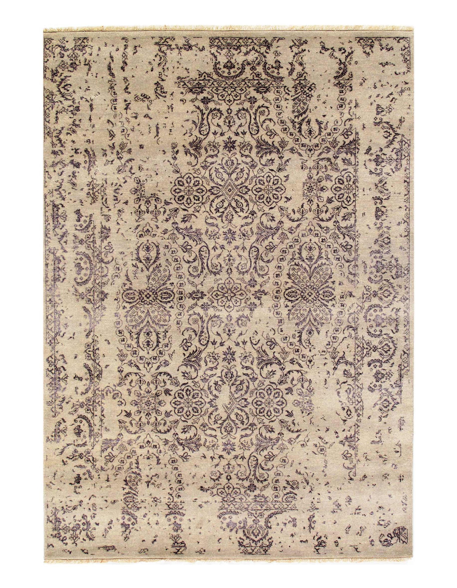 Ivory Erased Modern Rug 6' X 9': Ivory Erased Modern Rug 6' X 9' - New, Modern, Hand-Knotted, Wool & Silk, 300 -D09472- 862.This item is part of our fine auction collection which includes many fine home accessories including antique 