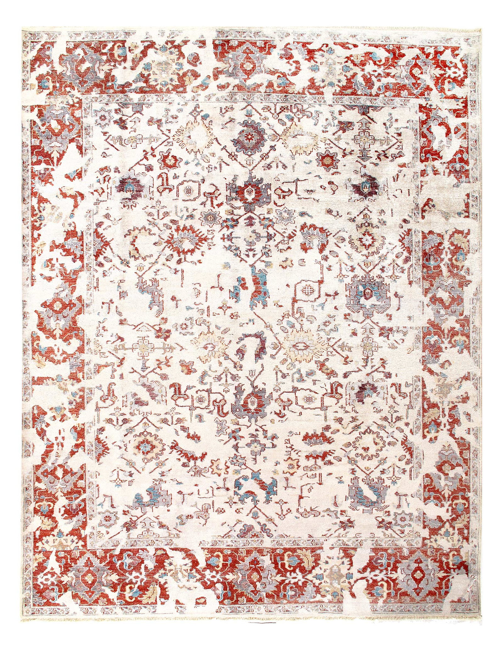 Ivory Broken Design Rug 9'.3'' x 12'.0: Ivory Broken Design Rug 9'.3'' x 12'.0 - New, Modern, Hand-Knotted, Wool & Silk, 300 -D08371- 862.This item is part of our fine auction collection which includes many fine home accessories including a
