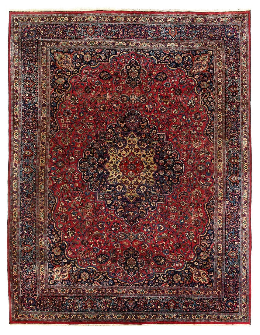 Persian fine Hand knotted Vintage Mashad rug 12'6'' X 16'2'': Persian fine Hand knotted Vintage Mashad rug 12'6'' X 16'2'' - 1980, Mashhad, Hand-Knotted, Lamb's Wool, 300 -D14342- 862.This item is part of our fine auction collection which includes many fine home