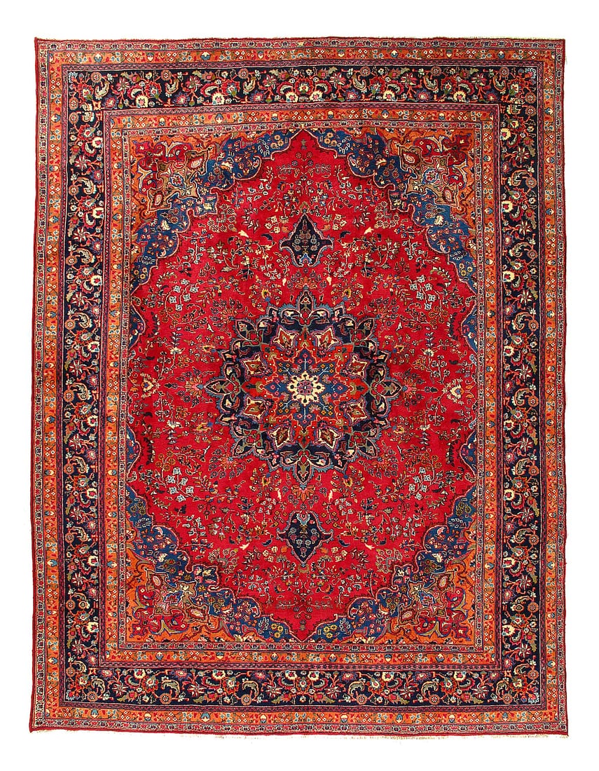 Rust Persian Hand Knotted fine Mashad 9'8"X 13' (1 of 3)