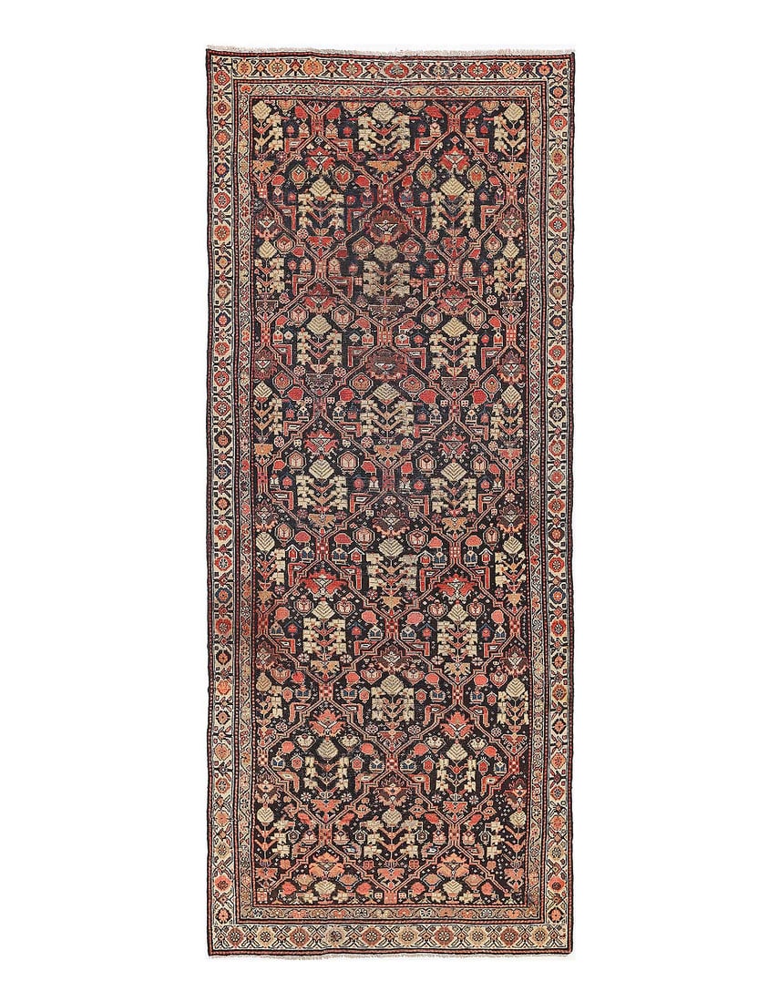 Persian Antiuqe Malayer 4'5'' X 12'2'': Persian Antiuqe Malayer 4'5'' X 12'2'' - Circa 1900, Malayer, Hand-Knotted, Lamb's Wool, 300 -D13318- 862.This item is part of our fine auction collection which includes many fine home accessories inc