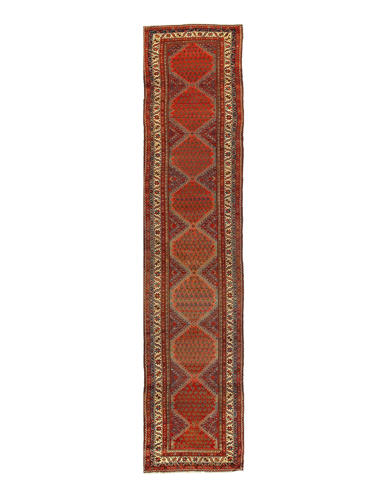 Rust Persian Hand Knotted Antique Malayer Runner 3'6'' X 17'1'' (1 of 12)