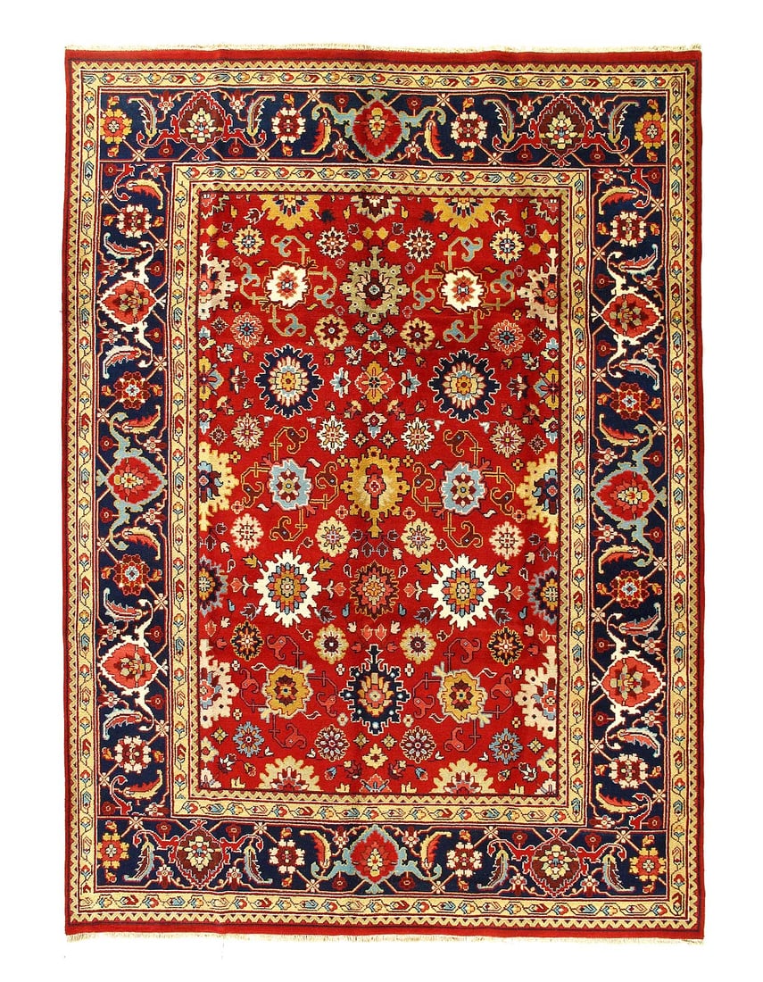 Rust Persian mahal design rug 8'9'' x 11'10'': Rust Persian mahal design rug 8'9'' x 11'10'' - New, Mahal, Hand-Knotted, Lamb's Wool, 300 -D08342- 862.This item is part of our fine auction collection which includes many fine home accessories inclu