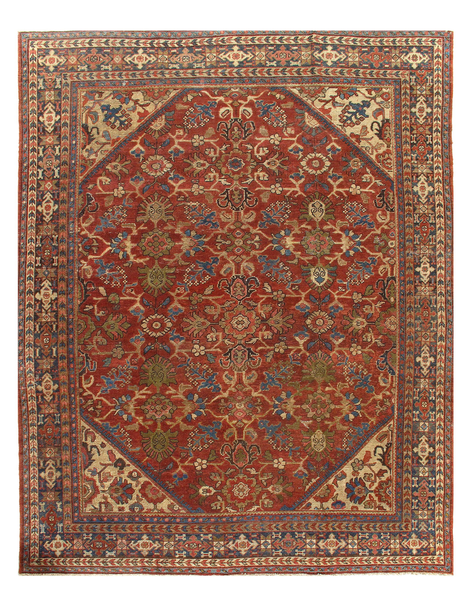 1900s Vintage Antique Persian Mahal Rug - 9'2" x 11'8" (1 of 3)