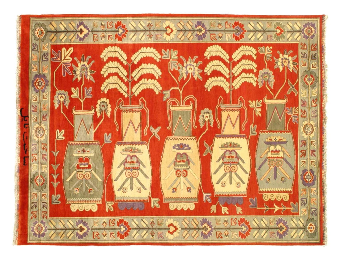 Fine Hand knotted Khotan design 6'5"x 8'6": Fine Hand knotted Khotan design 6'5"x 8'6" - NEW, Khotan, Hand-Knotted, Lamb's Wool, 300 -D14164- 862.This item is part of our fine auction collection which includes many fine home accessories includi