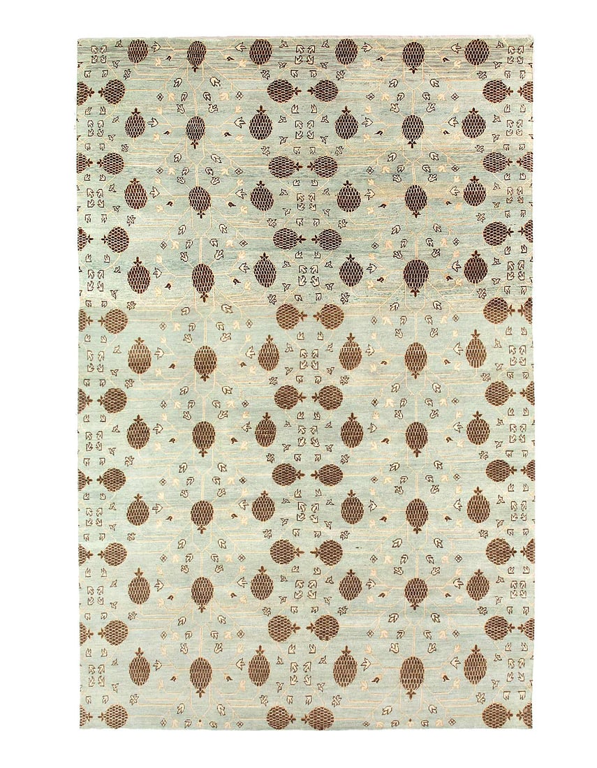 Light Blue Fine Hand Knotted Khotan 9'6"X 14': Light Blue Fine Hand Knotted Khotan 9'6"X 14' - NEW, Khotan, Hand-Knotted, Lamb's Wool, 300 -D14980- 862.This item is part of our fine auction collection which includes many fine home accessories incl