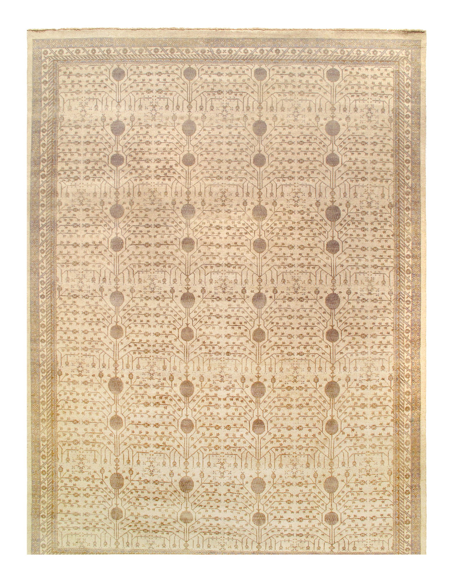 Ivory Fine Hand Knotted Khotan 10' X 14': Ivory Fine Hand Knotted Khotan 10' X 14' - New, Khotan, Hand-Knotted, Lamb's Wool, 300 -D10996- 862.This item is part of our fine auction collection which includes many fine home accessories including