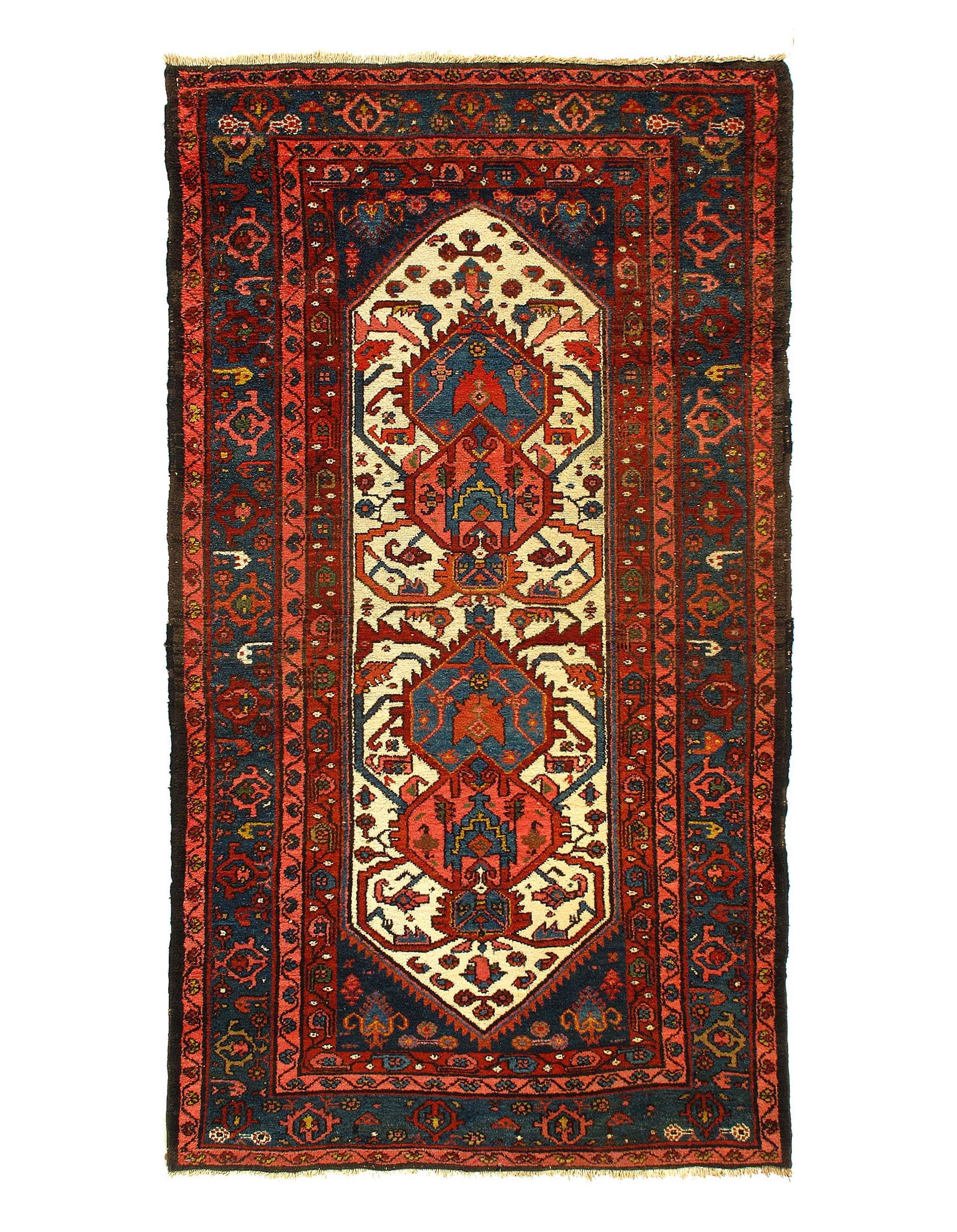 Ivory Fine hand Knotted Persian Hamadan 3'6'' X 6'2'' (1 of 4)