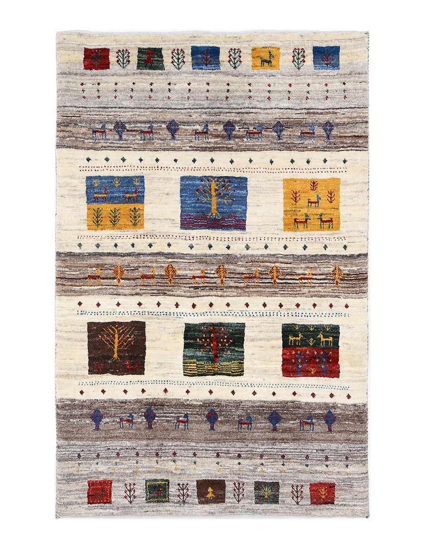 Fine Hand Persian Gabbeh rug 2'9'' X 4'4'': Fine Hand Persian Gabbeh rug 2'9'' X 4'4'' - New, Gabbeh, Hand-Knotted, Lamb's Wool, 300 -D13831- 862.This item is part of our fine auction collection which includes many fine home accessories includi