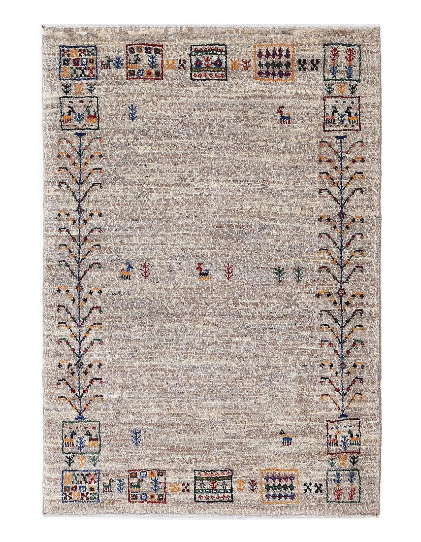 Beige Color Fine Hand knotted Persian Gabbeh 2'2"X 3'2": Beige Color Fine Hand knotted Persian Gabbeh 2'2"X 3'2" - NEW, Gabbeh, Hand-Knotted, Lamb's Wool, 300 -D13738- 862.This item is part of our fine auction collection which includes many fine home access