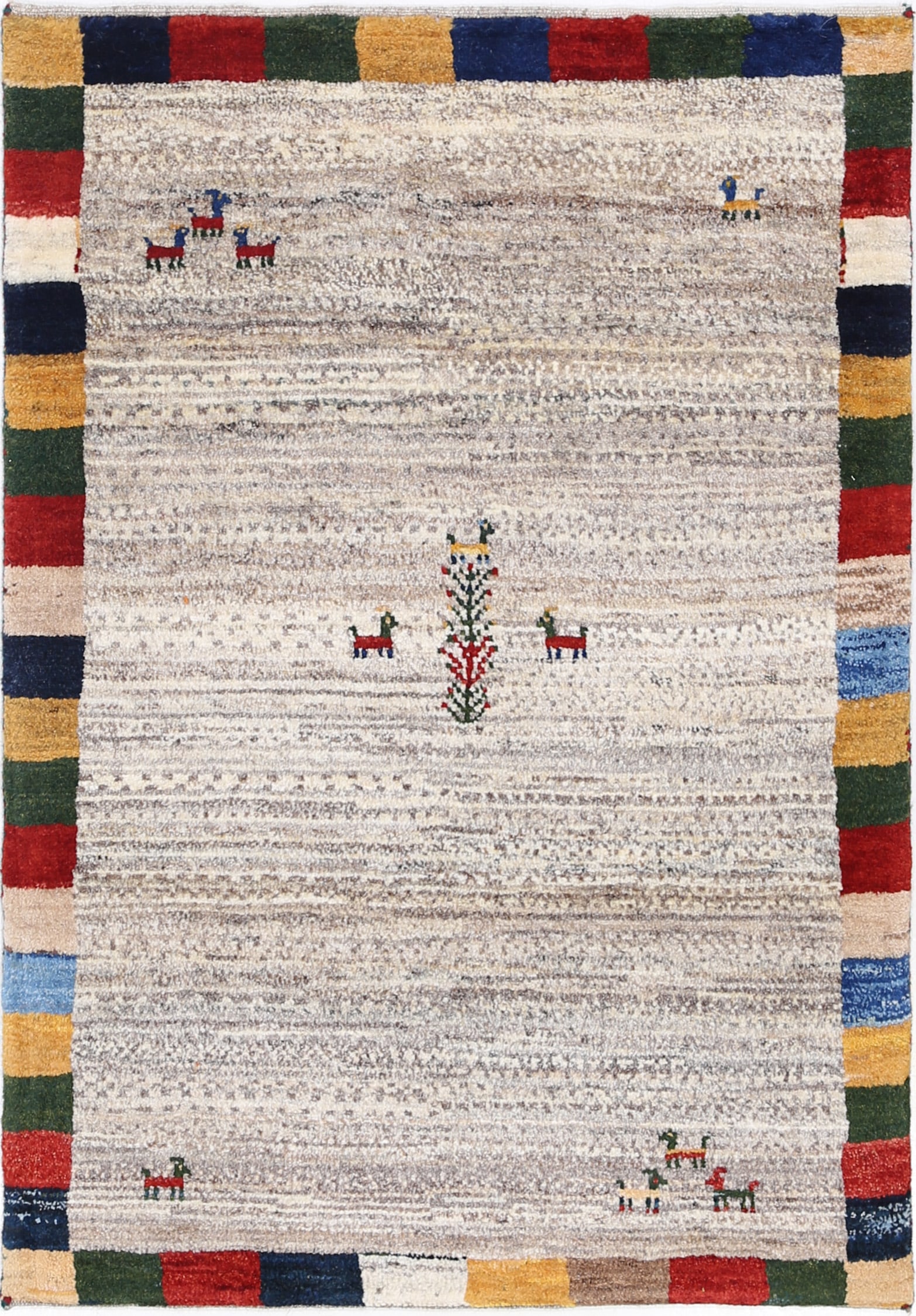 Beige color Fine Hand knotted Persian Gabbeh 2'8'' X 3'11'': Beige color Fine Hand knotted Persian Gabbeh 2'8'' X 3'11'' - New, Gabbeh, Hand-Knotted, Lamb's Wool, 300 -D13930- 862.This item is part of our fine auction collection which includes many fine home ac