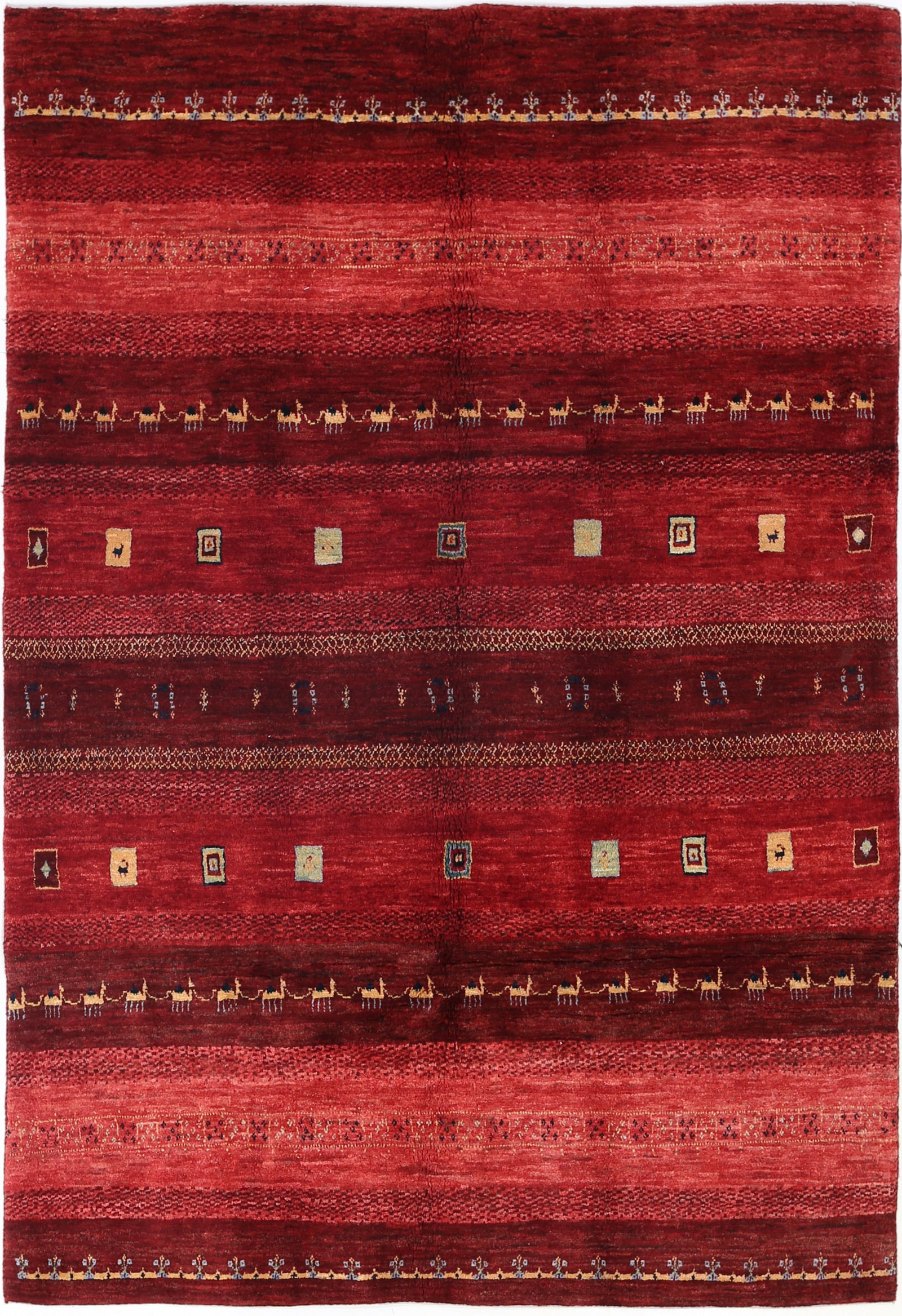 Persian Hand knotted Gabbeh rug 5'3"x7'10": Persian Hand knotted Gabbeh rug 5'3"x7'10" - New, Gabbeh, Hand-Knotted, Lamb's Wool, 300 -D13957- 862.This item is part of our fine auction collection which includes many fine home accessories includi