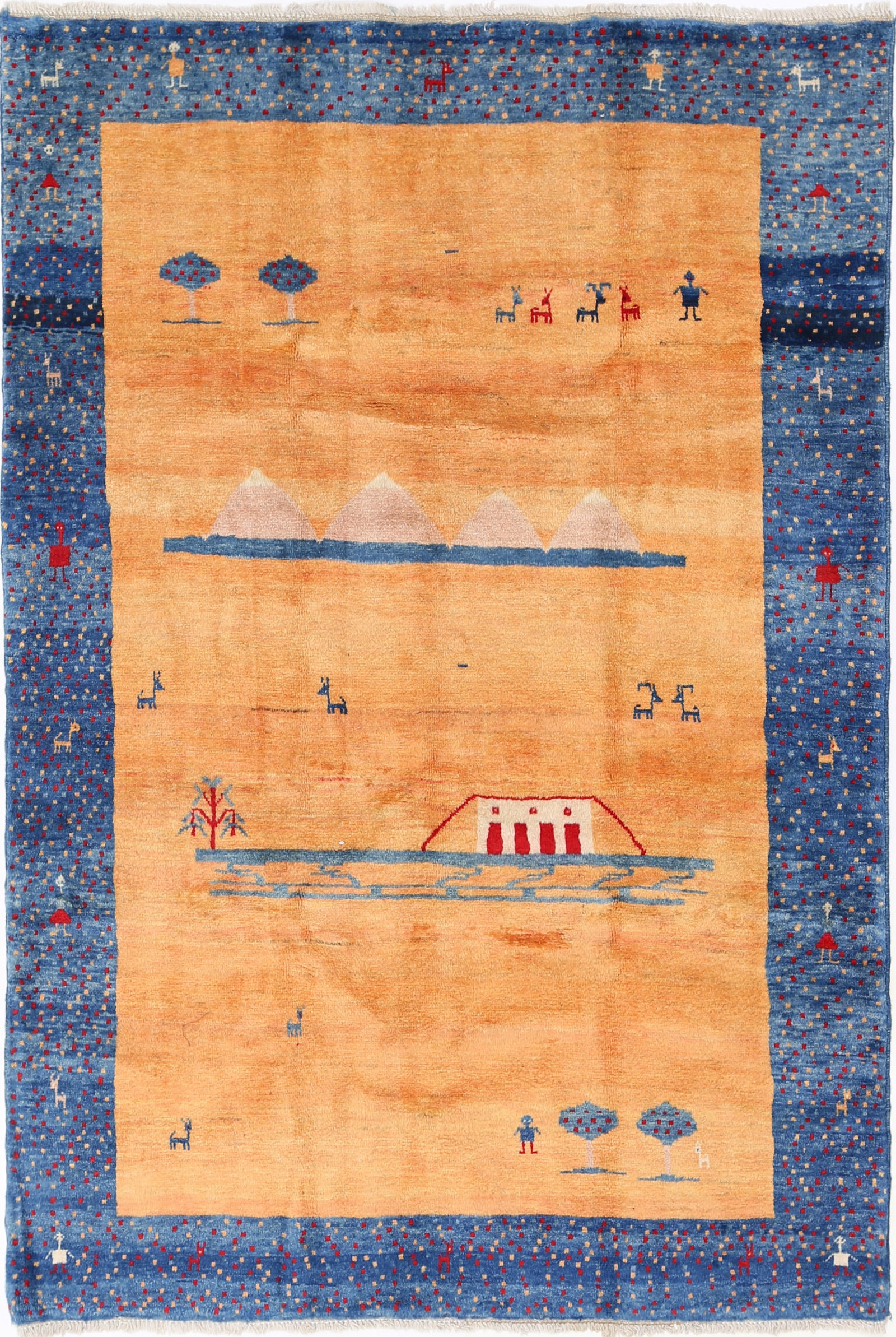 Fine Hand knotted Persian Gabbeh 5'3" x 7'9": Fine Hand knotted Persian Gabbeh 5'3" x 7'9" - New, Gabbeh, Hand-Knotted, Lamb's Wool, 300 -D13962- 862.This item is part of our fine auction collection which includes many fine home accessories inclu