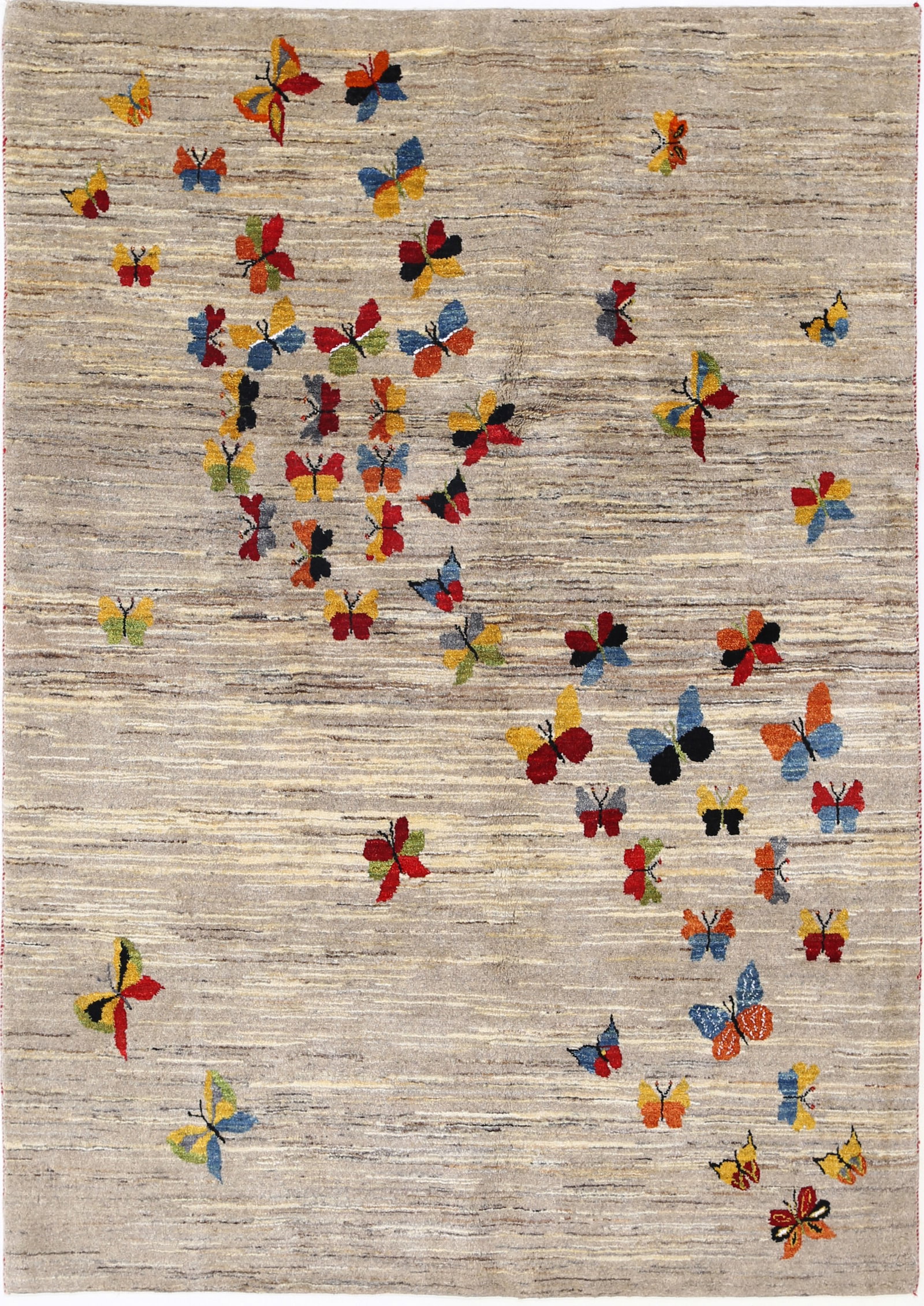 Fine Hand Knotted Persian silk & wool gabbeh 5'5" x 7'10": Fine Hand Knotted Persian silk & wool gabbeh 5'5" x 7'10" - New, Gabbeh, Hand-Knotted, Lamb's Wool, 300 -D13961- 862.This item is part of our fine auction collection which includes many fine home acce