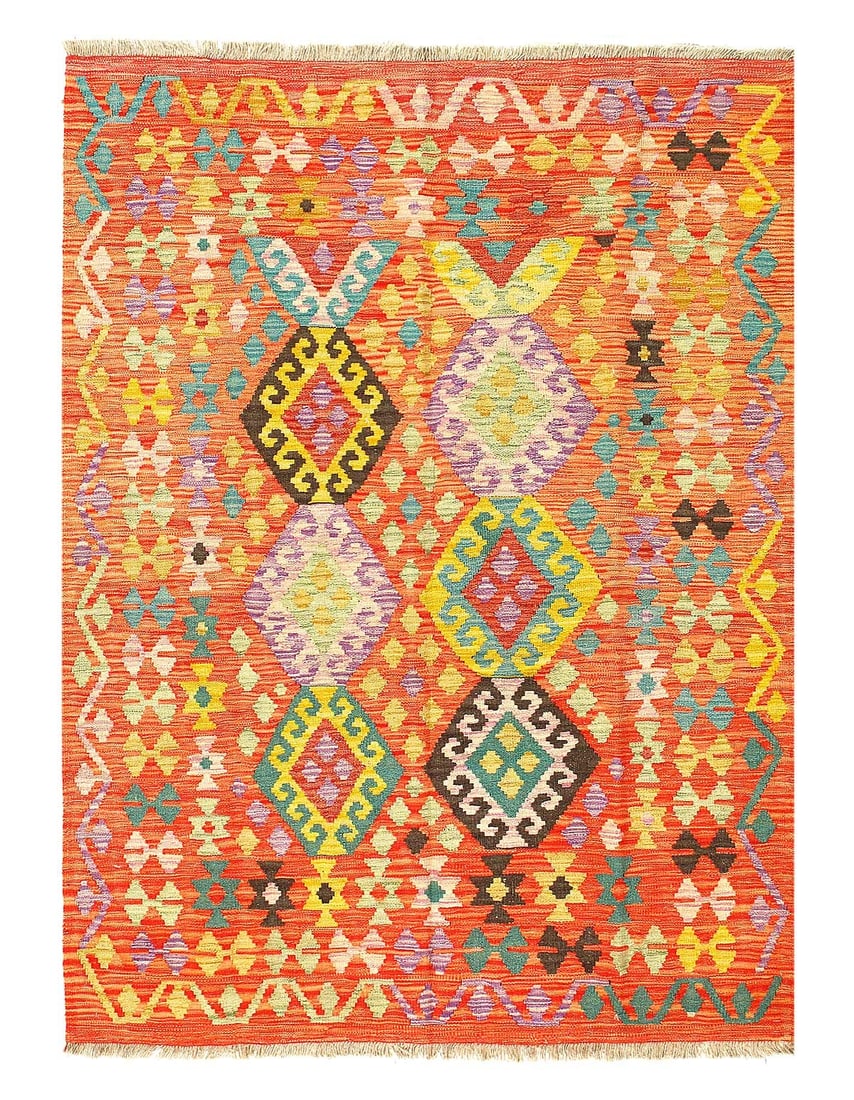 Pasargad Caucasian Tribal Style Flat Weave kilim 4'2'' X 5'6'': Pasargad Caucasian Tribal Style Flat Weave kilim 4'2'' X 5'6'' - New, Flat Weave, Hand-Knotted, Flat Weave, 300 -D14229- 862.This item is part of our fine auction collection which includes many fine h