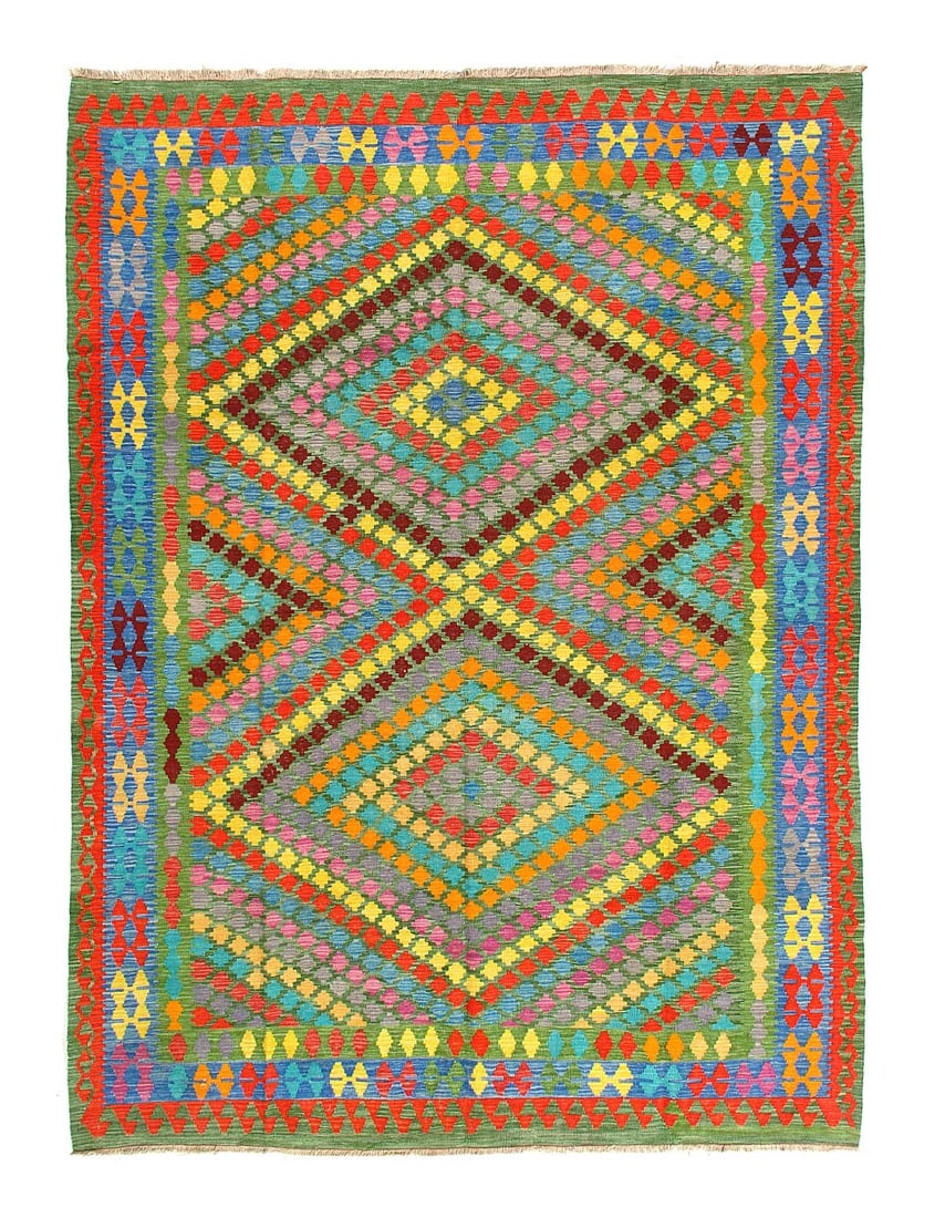 Pasargad Caucasian Tribal Style Flat Weave kilim 6'9'' X 9'5'': Pasargad Caucasian Tribal Style Flat Weave kilim 6'9'' X 9'5'' - New, Flat Weave, Hand-Knotted, Flat Weave, 300 -D14223- 862.This item is part of our fine auction collection which includes many fine h