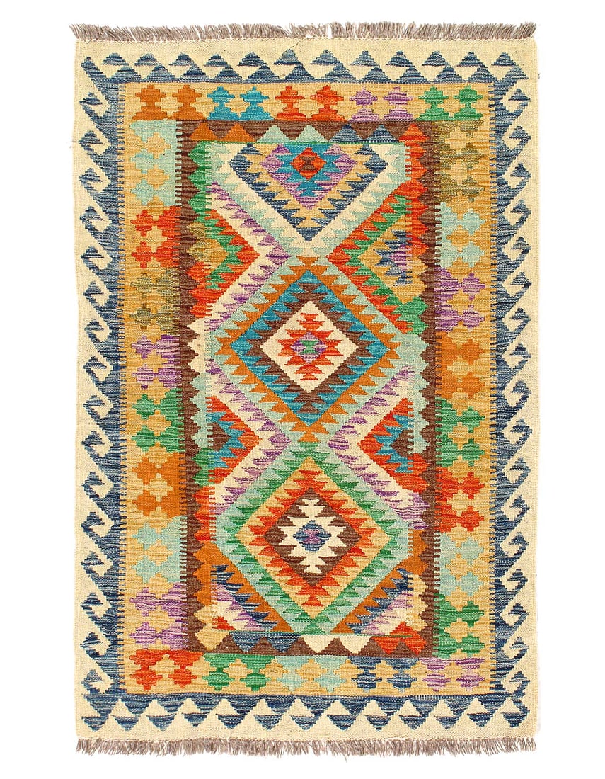 Reversible Kilim Flat Weave Wool On Wool Rug 3'4"X 5': Reversible Kilim Flat Weave Wool On Wool Rug 3'4"X 5' - NEW, Flat Weave, Hand-Woven, Lamb's Wool, 300 -D09895- 862.This item is part of our fine auction collection which includes many fine home access