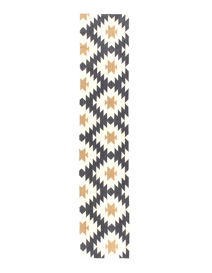 Hand Knotted Vintage Flat Weave Runner 1'9'' X 9': Hand Knotted Vintage Flat Weave Runner 1'9'' X 9' - 1980, Flat Weave, Hand-Knotted, Flat Weave, 300 -D12148- 862.This item is part of our fine auction collection which includes many fine home accessor