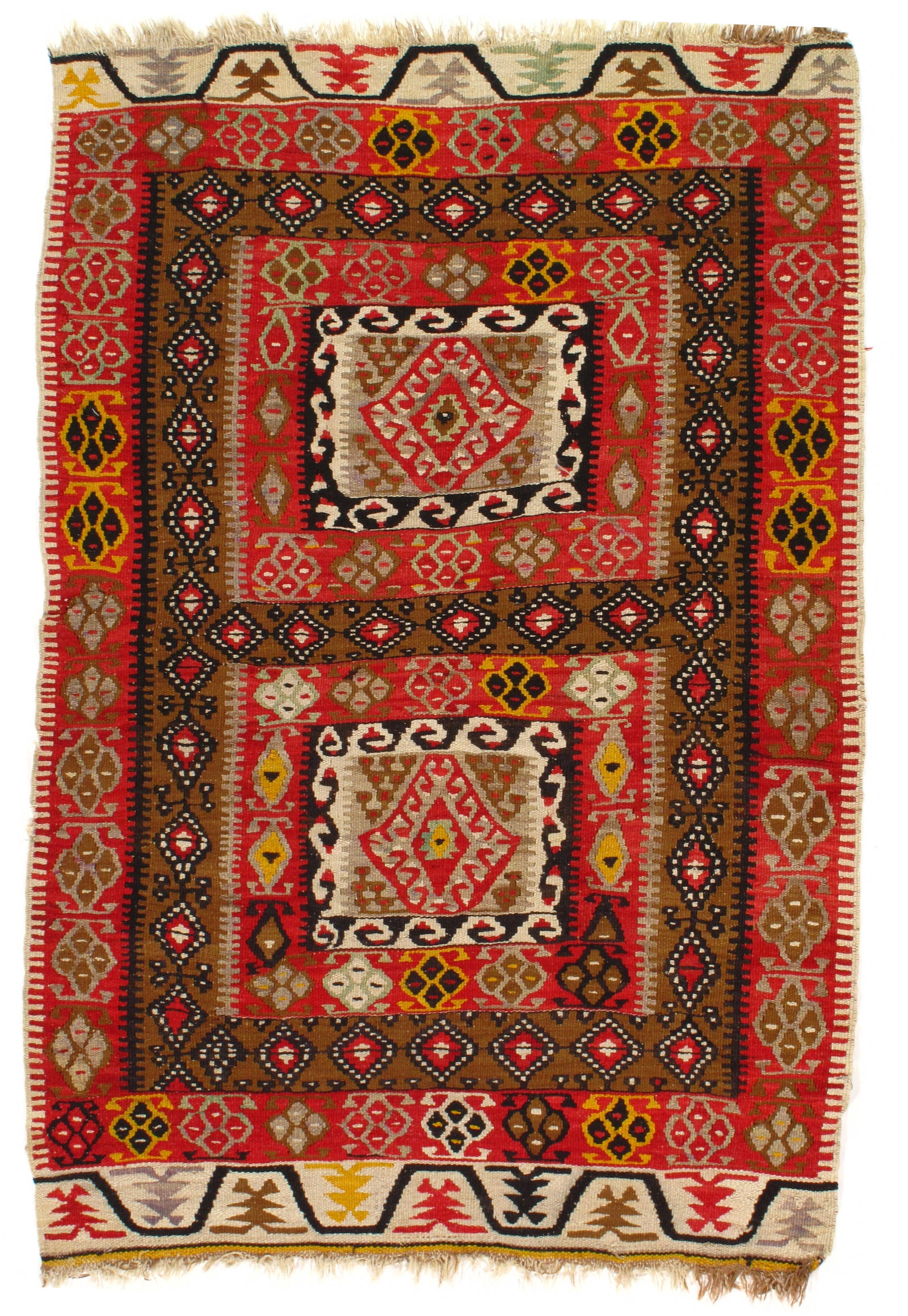 Multi Color Persian Kilim 3' X 5': Multi Color Persian Kilim 3' X 5' - , Flat Weave, Hand-Knotted, Lamb's Wool, 300 -55056- 862.This item is part of our fine auction collection which includes many fine home accessories including antiqu