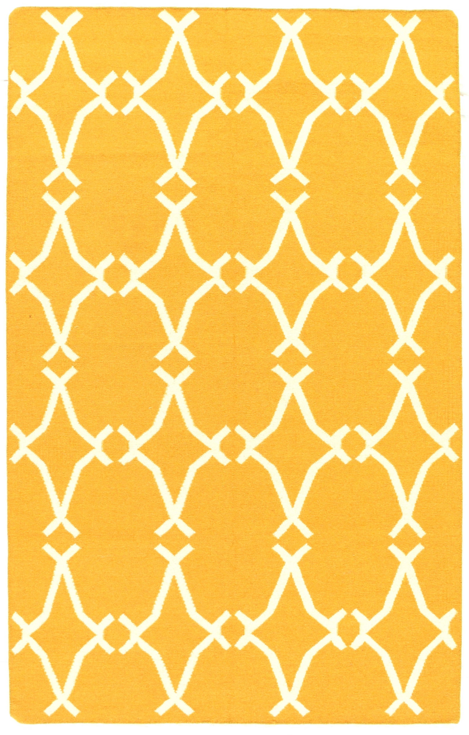 Gold color Modern Flat Weave 5' X 8': Gold color Modern Flat Weave 5' X 8' - New, Flat Weave, Hand-Knotted, Lamb's Wool, 300 -D05762- 862.This item is part of our fine auction collection which includes many fine home accessories including