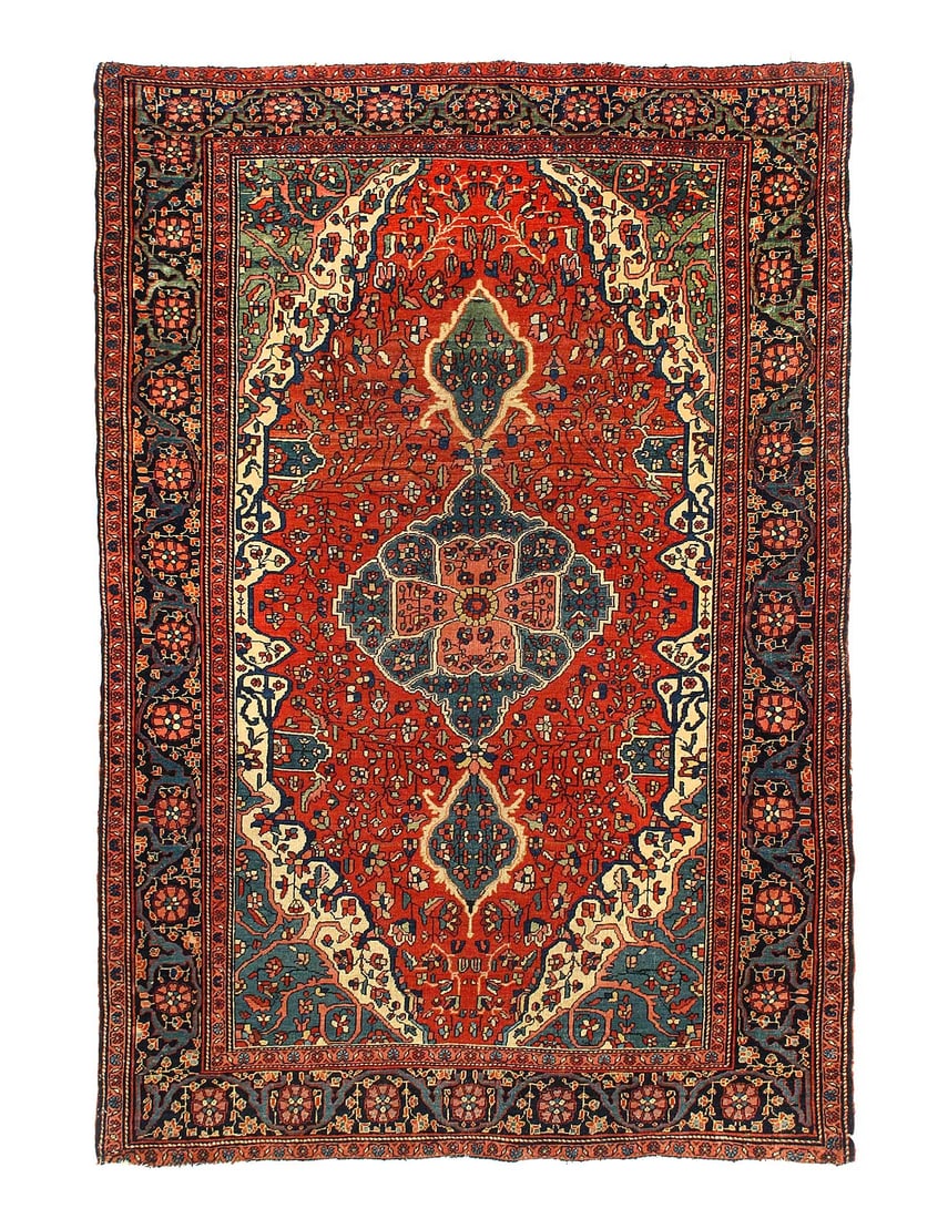 Rust Antique Persain Farahan 4'2" X 6'3": Rust Antique Persain Farahan 4'2" X 6'3" - circa 1880, Farahan, Hand-Knotted, Lamb's Wool, 300 -D07604- 862.This item is part of our fine auction collection which includes many fine home accessories i