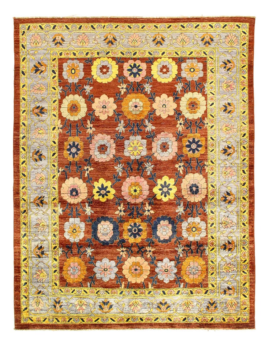Brown Color Fine Hand knotted Farahan rug size 5'11'' X 7'9'': Brown Color Fine Hand knotted Farahan rug size 5'11'' X 7'9'' - New, Farahan, Hand-Knotted, Lamb's Wool, 300 -D14183- 862.This item is part of our fine auction collection which includes many fine home