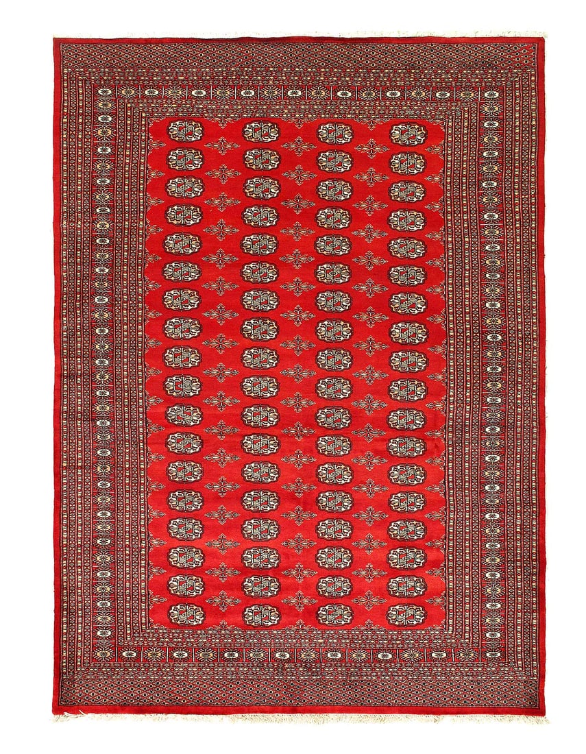 Red color Fine Hand Knotted Bokhara rug 5'8"X 8' (1 of 3)