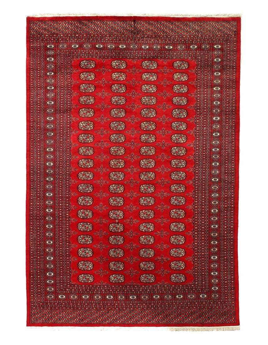 Red color Fine Hand Knotted Bokhara rug 5'7"X 7'8": Red color Fine Hand Knotted Bokhara rug 5'7"X 7'8" - NEW, Bokhara, Hand-Knotted, Lamb's Wool, 300 -D14179- 862.This item is part of our fine auction collection which includes many fine home accessorie