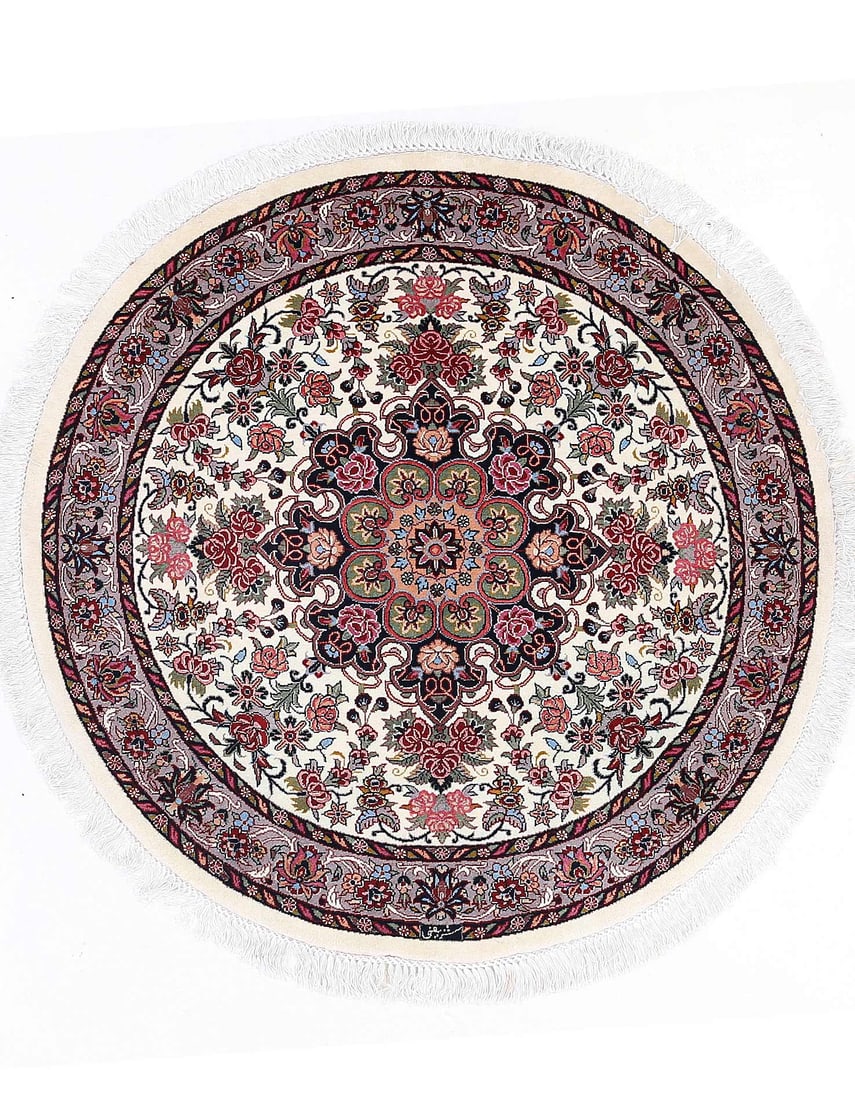 Fine Hand knotted Persian Bidjar round rug 3'5'' X 3'5'': Fine Hand knotted Persian Bidjar round rug 3'5'' X 3'5'' - New, Bidjar, Hand-Knotted, Lamb's Wool, 300 -D13371- 862.This item is part of our fine auction collection which includes many fine home acces