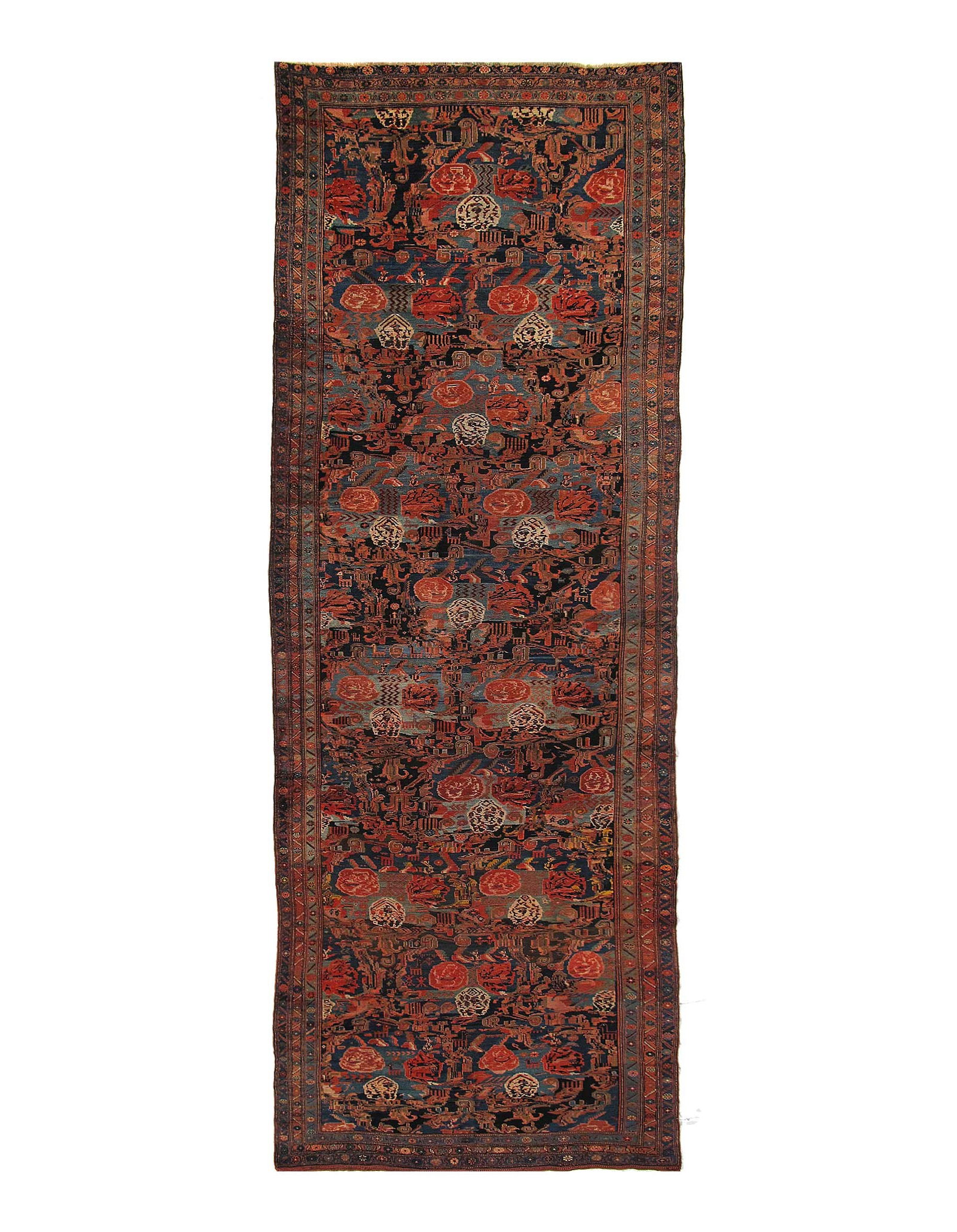 Multi Color Persian Antique Bidjar 7' 2'' X 21': Multi Color Persian Antique Bidjar 7' 2'' X 21' - Circa 1880, Bidjar, Hand-Knotted, Lamb's Wool, 300 -D10108- 862.This item is part of our fine auction collection which includes many fine home accesso