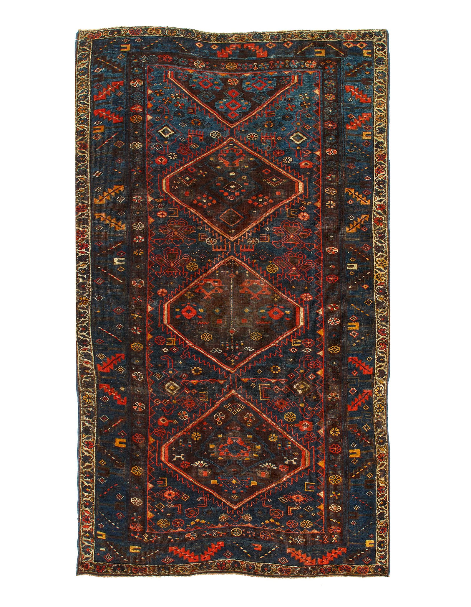 Navy Antique Persian Bidjar 4'3" X 7'2": Navy Antique Persian Bidjar 4'3" X 7'2" - circa 1880, Bidjar, Hand-Knotted, Lamb's Wool, 300 -D03471- 862.This item is part of our fine auction collection which includes many fine home accessories inc