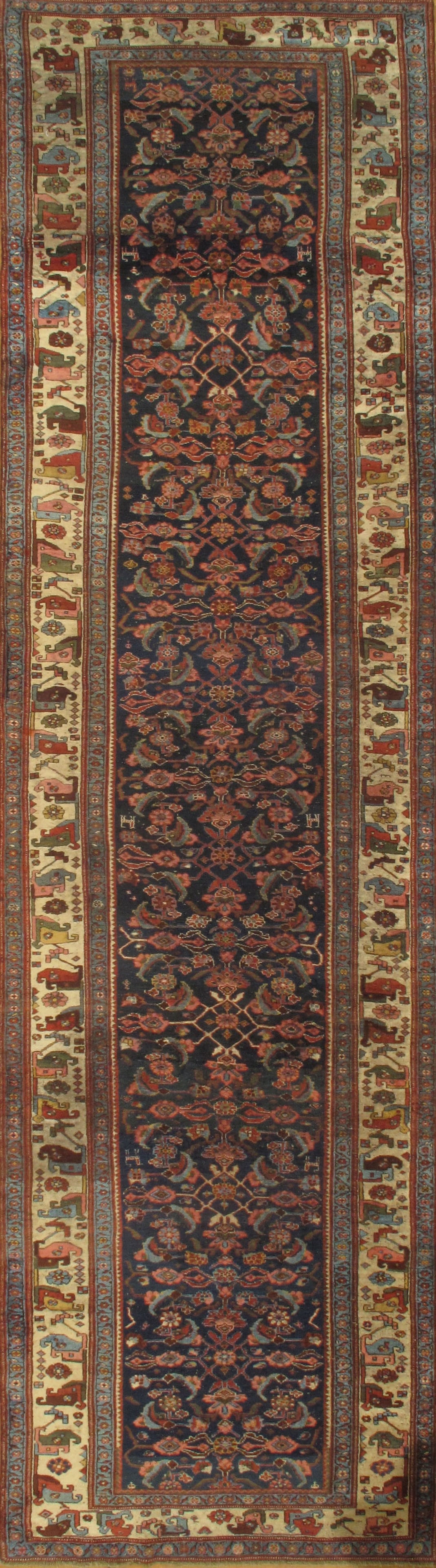 Navy Persian Antique Bidjar Runner 4'.3'' X 16'.3'' (1 of 5)