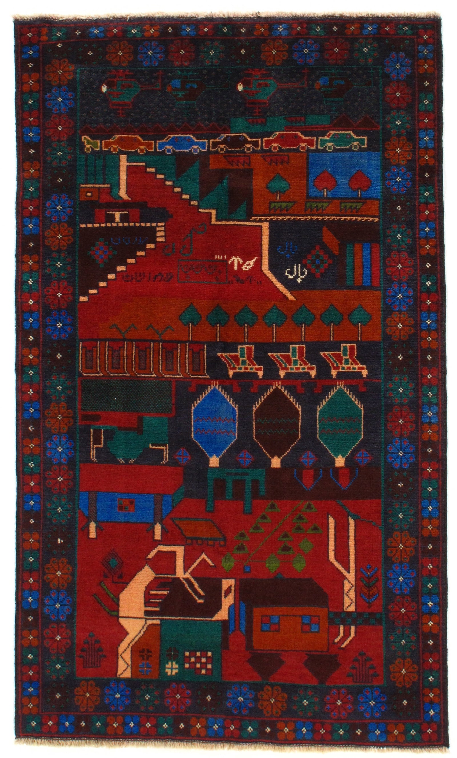 Multi Balouchi Rug 3 'x 5': Multi Balouchi Rug 3 'x 5' - , Baluch, Hand-Knotted, Lamb's Wool, 300 -D08750- 862.This item is part of our fine auction collection which includes many fine home accessories including antique rugs, vi