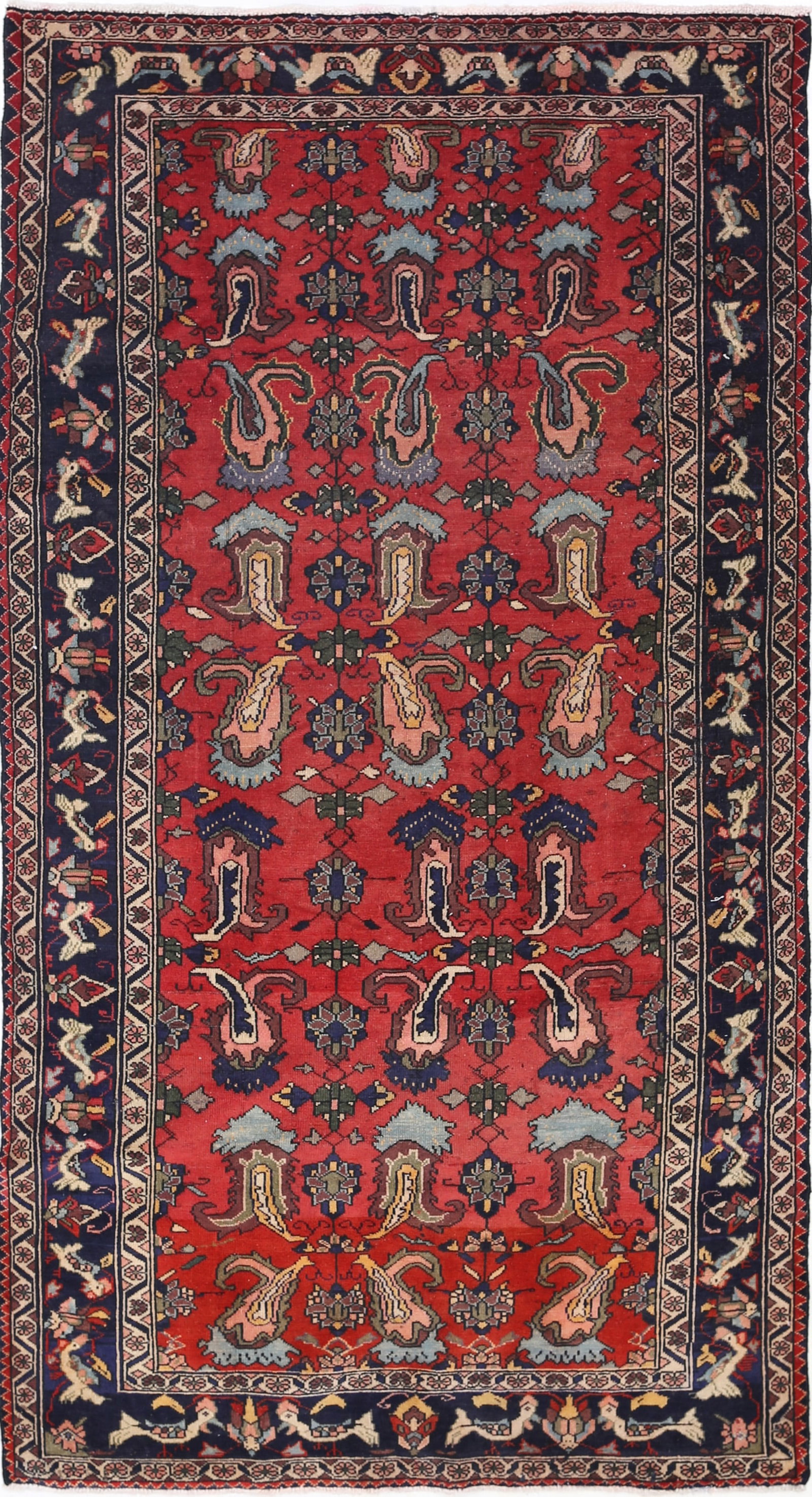 Persain Hand Knotted Antique Bakhtiari rug 4'11'' X 9': Persain Hand Knotted Antique Bakhtiari rug 4'11'' X 9' - Circa 1950, Bakhtiari, Hand-Knotted, Lamb's Wool, 300 -D13323- 862.This item is part of our fine auction collection which includes many fine ho