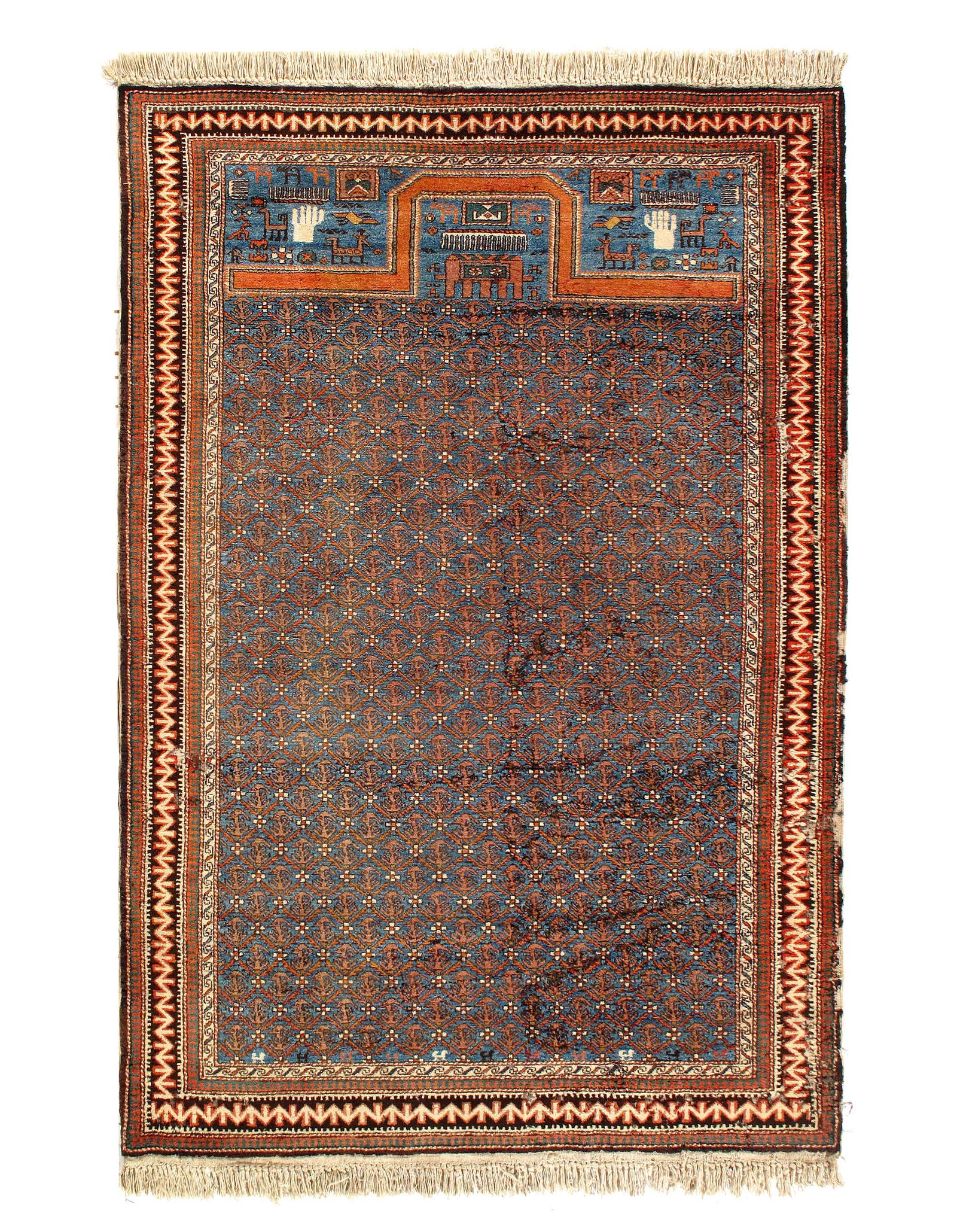 Fine Hand Knotted Persain Antique Senneh 4'4'' X 6'6'': Fine Hand Knotted Persian Antique Senneh 4'4'' X 6'6''- CIRCA 1960, Senneh, Hand-Knotted, Lamb's Wool, 300 -D15387- 862.This item is part of our fine auction collection which includes many fine home