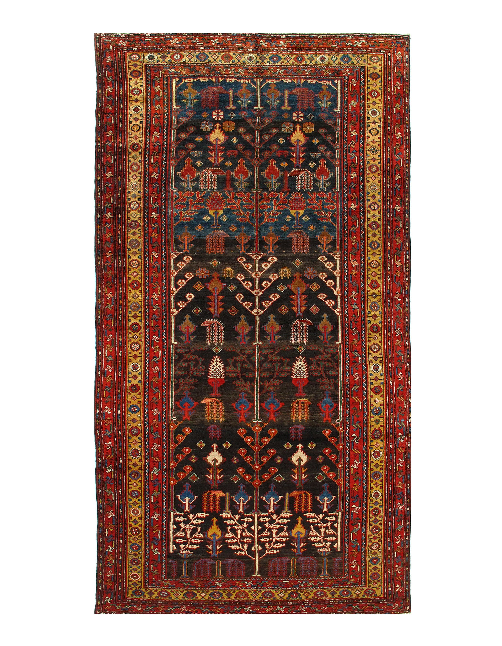 Navy Antique Persian Bakhtiari 6'5" X 12'3": Navy Antique Persian Bakhtiari 6'5" X 12'3" - circa 1880, Bakhtiari, Hand-Knotted, Wool, 300 -D08693- 862.This item is part of our fine auction collection which includes many fine home accessories