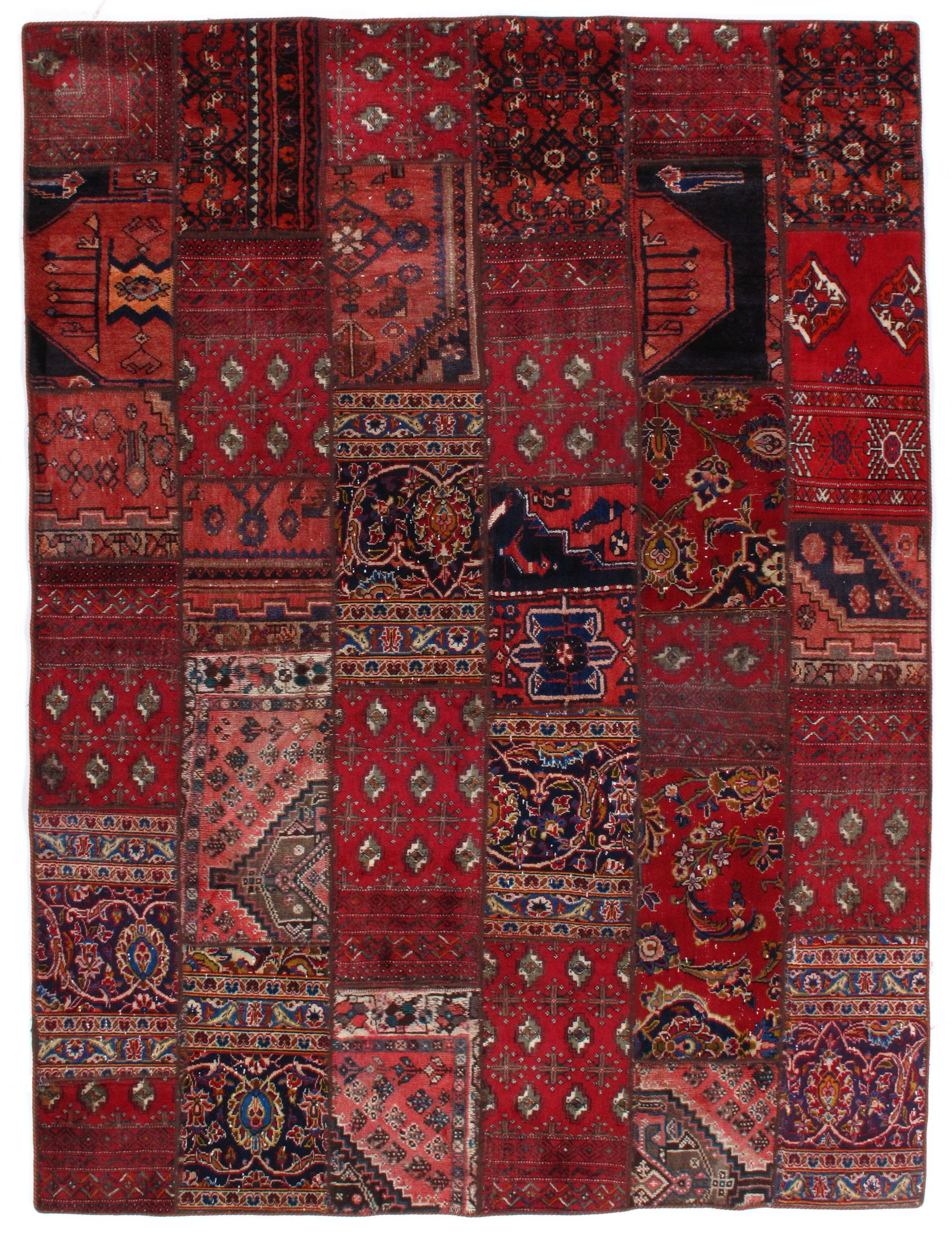 Red Persian Patch work 6 x 8: Red Persian Patch work 6 x 8 - , Bakhtiari, Hand-Knotted, Lamb's Wool, 300 -D08415- 862.This item is part of our fine auction collection which includes many fine home accessories including antique