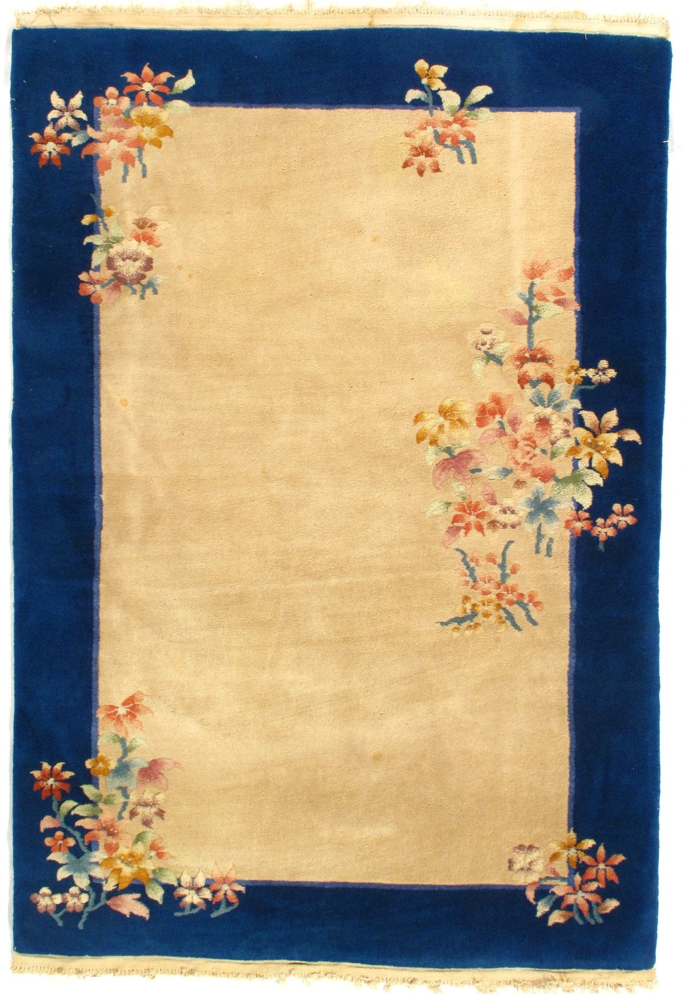 Ivory Fine Hand Knotted Chinese Antique Art Deco 4' X 6': Ivory Fine Hand Knotted Chinese Antique Art Deco 4' X 6' - CIRCA 1920, Art Deco, Hand-Knotted, Lamb's Wool, 300 -D14666- 862.This item is part of our fine auction collection which includes many fine h