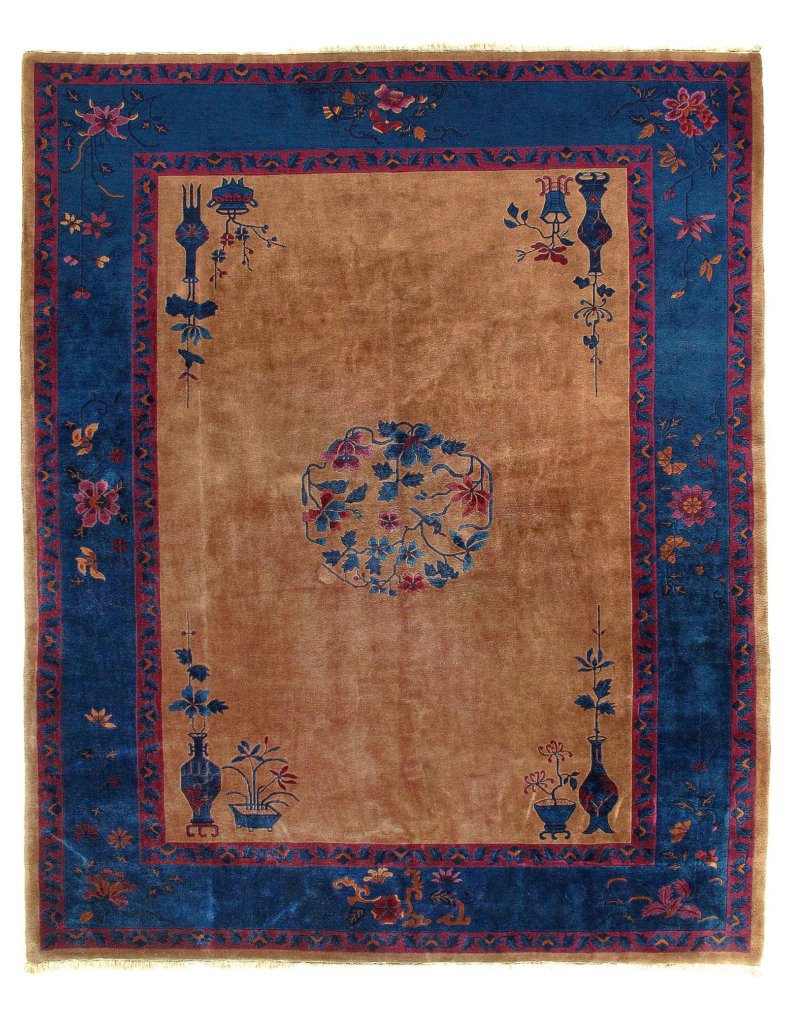 Light Brown Antique Chinese Art Deco 9'3'' X 11'8'': Light Brown Antique Chinese Art Deco 9'3'' X 11'8'' - Early 20th Century, Art Deco, Hand-Knotted, Lamb's Wool, 300 -D11674- 862.This item is part of our fine auction collection which includes many fin