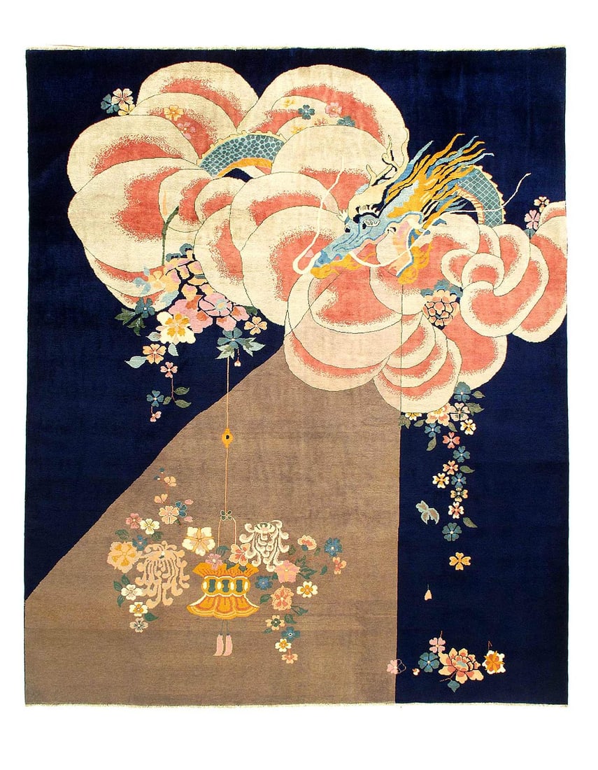 Fine Hand knotted Chinese Art Deco design 8'2'' X 9'11'': Fine Hand knotted Chinese Art Deco design 8'2'' X 9'11'' - New, Art Deco, Hand-Knotted, Lamb's Wool, 300 -D14156- 862.This item is part of our fine auction collection which includes many fine home acc