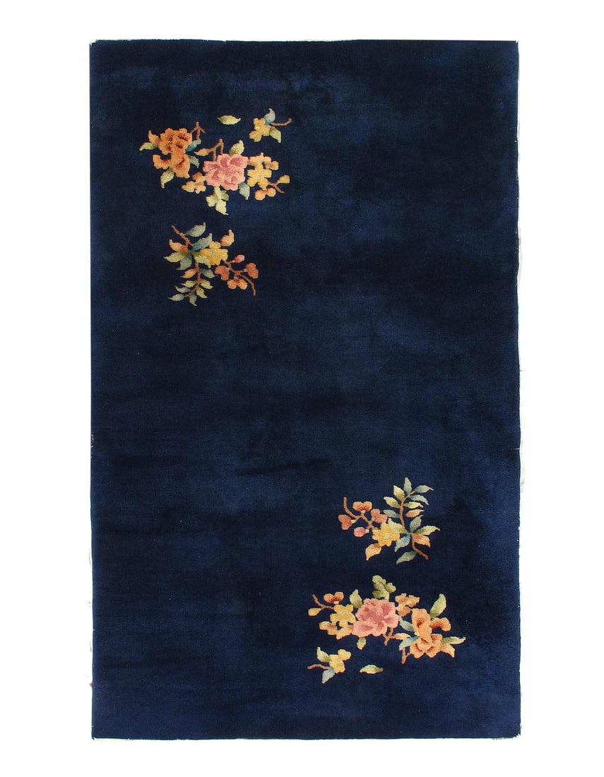 Navy Blue Antique Chinese Art Deco Rug 4'X 7'6": Navy Blue Antique Chinese Art Deco Rug 4'X 7'6" - CIRCA 190, Art Deco, Hand-Knotted, Lamb's Wool, 300 -D14970- 862.This item is part of our fine auction collection which includes many fine home access