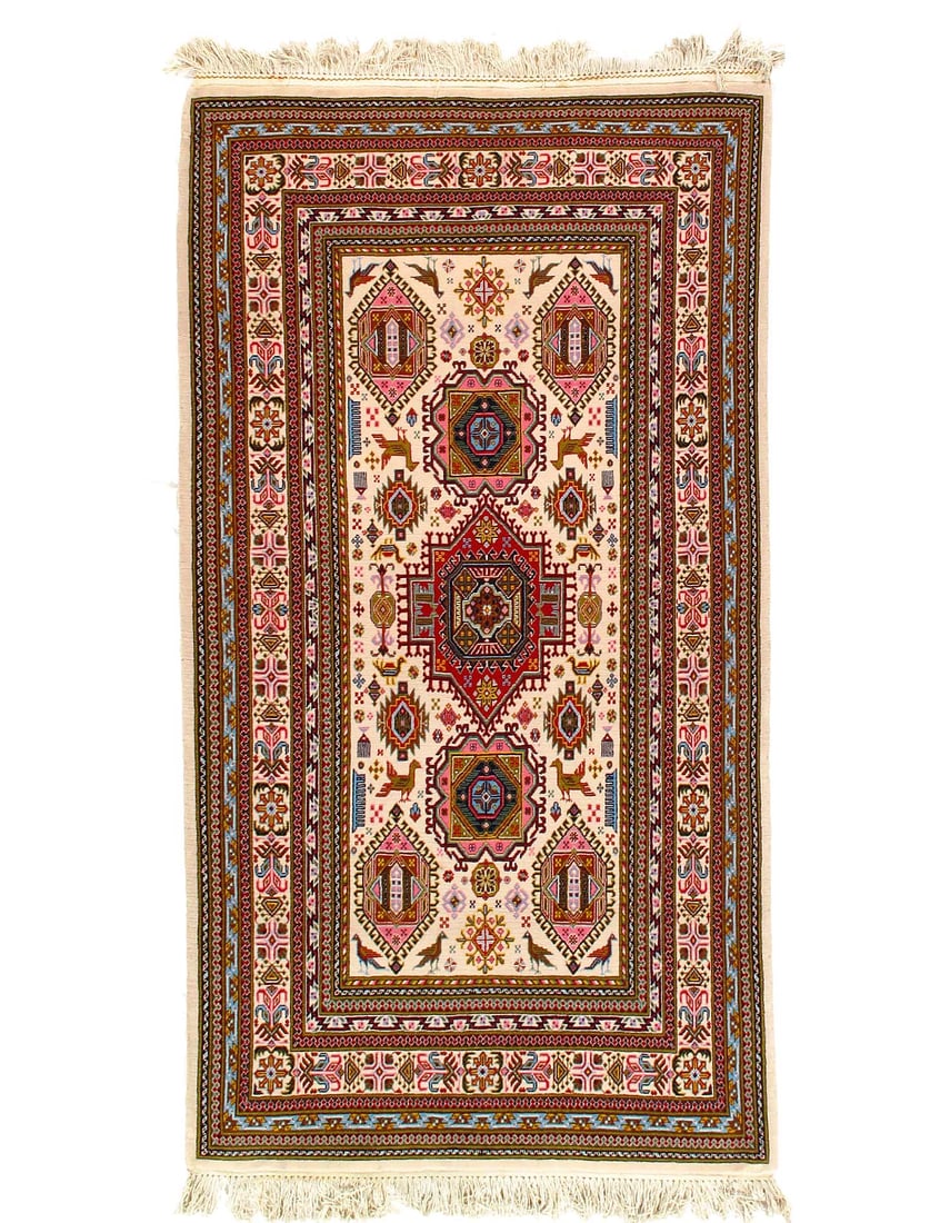 Fine Hand Knotted Persian vintage Ardabill Rug 3'4"X 6'9": Fine Hand Knotted Persian vintage Ardabill Rug 3'4"X 6'9" - CIRCA 1970, Ardabill, Hand-Knotted, Wool & Silk, 300 -D03356- 862.This item is part of our fine auction collection which includes many fine 