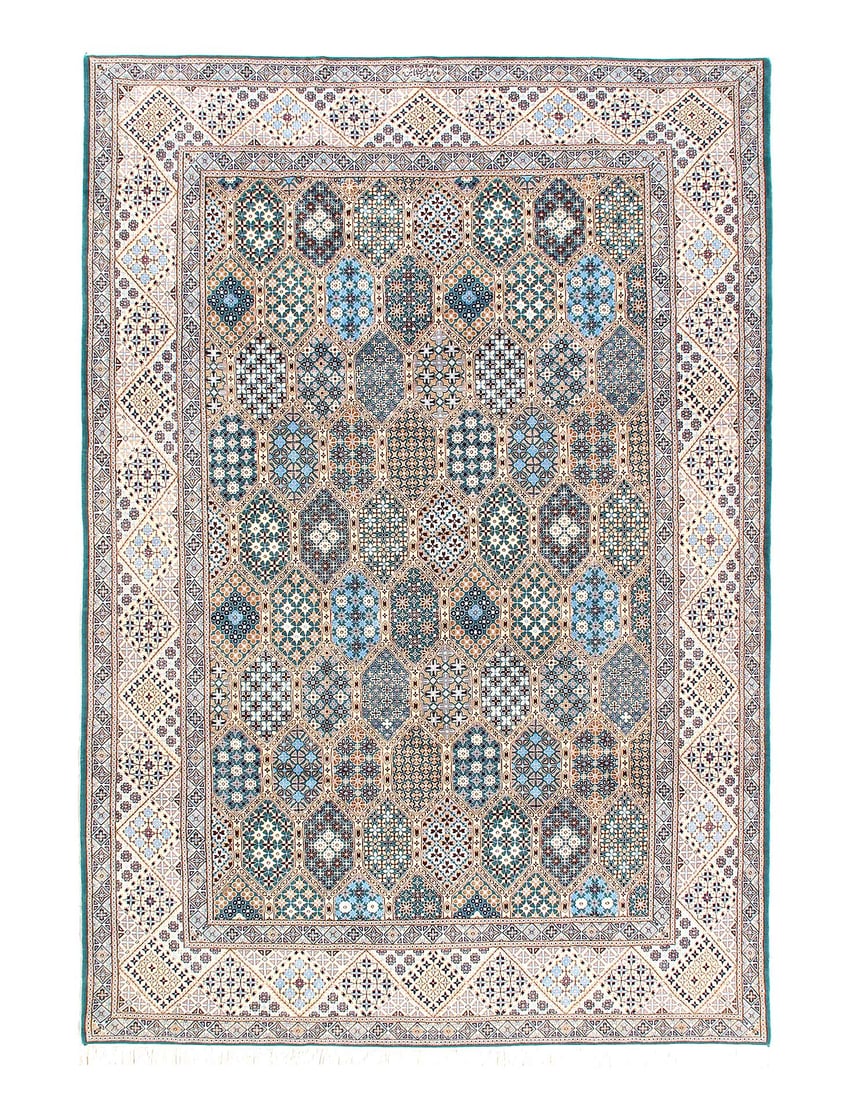 Fine Hand knotted Persian Silk & wool Nain 7' X 10': Fine Hand knotted Persian Silk & wool Nain 7' X 10' New, All Over, Hand knotted, Cotton, 300 -D15378- 862.This item is part of our fine auction collection which includes many fine home accessories inc