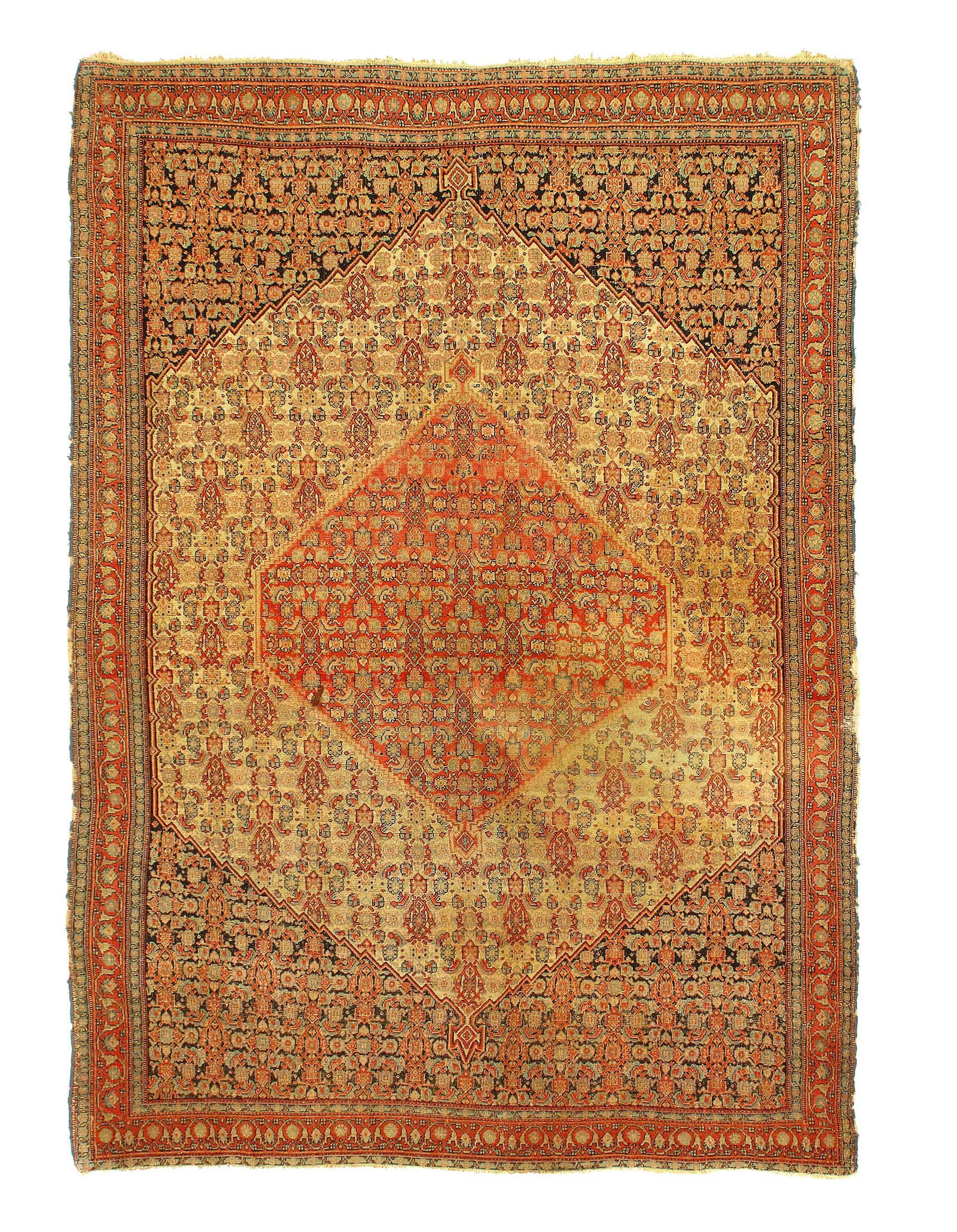 Fine Hand Knotted Persain Antique Senneh 4'4'' X 6'6'': Fine Hand Knotted Persain Antique Senneh 4'4'' X 6'6'' - Circa 1920, All Over, Hand-Knotted, Lamb's Wool, 300 -D11724- 862.This item is part of our fine auction collection which includes many fine hom