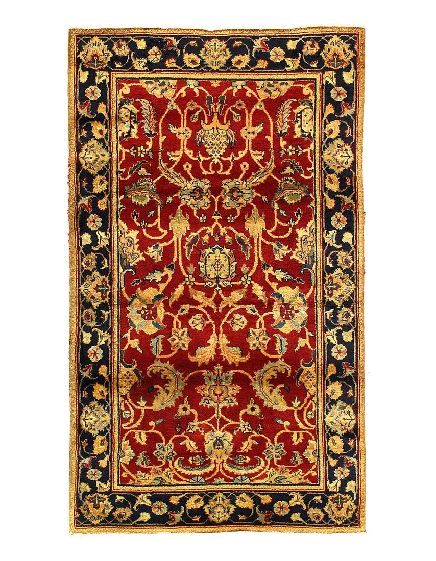 Red Fine Hand Knotted Augra 3'x5': Red Fine Hand Knotted Augra 3'x5' - circa 2000, Agra, Hand-Knotted, Lamb's Wool, 300 -D14576- 862.This item is part of our fine auction collection which includes many fine home accessories including a