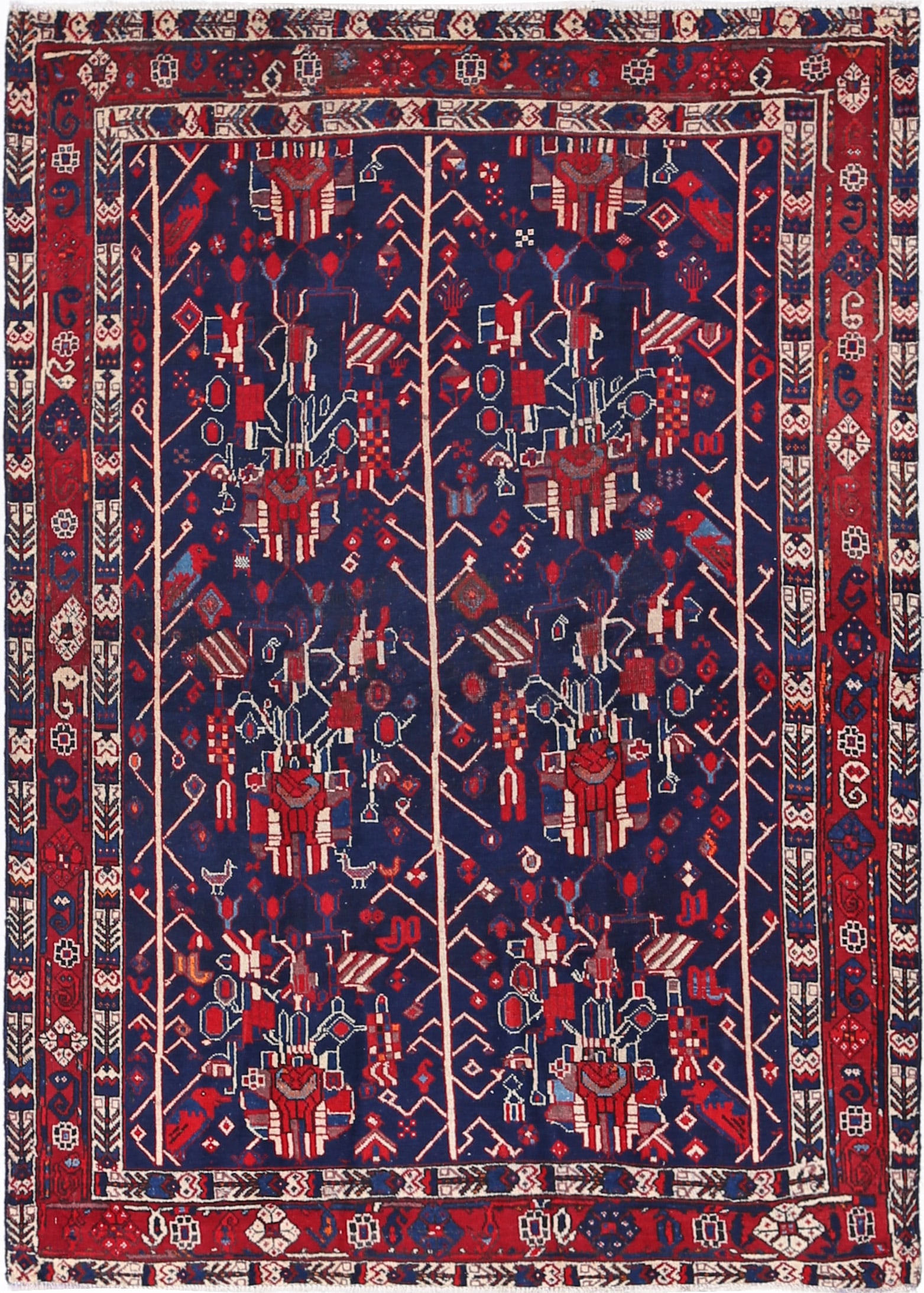 Persian hand knotted vintage Afshar rug 4'3'' X 6' (1 of 4)