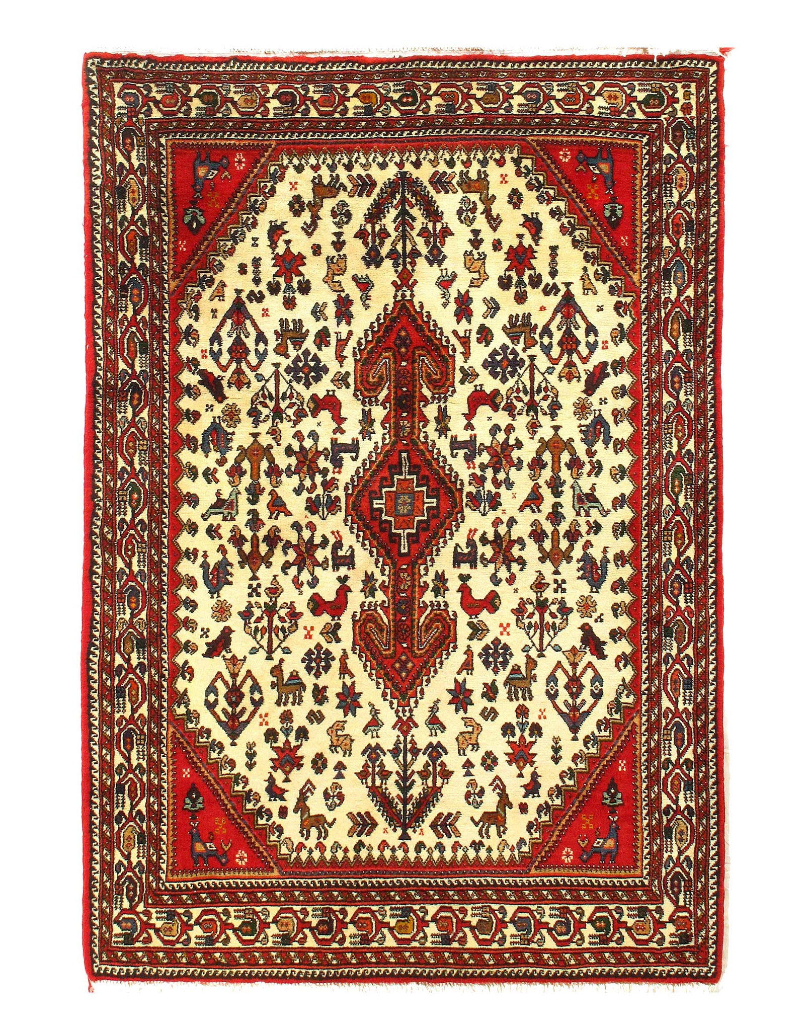 Ivory Hand Knotted Persian Afshar rug 3' x 5' (1 of 4)